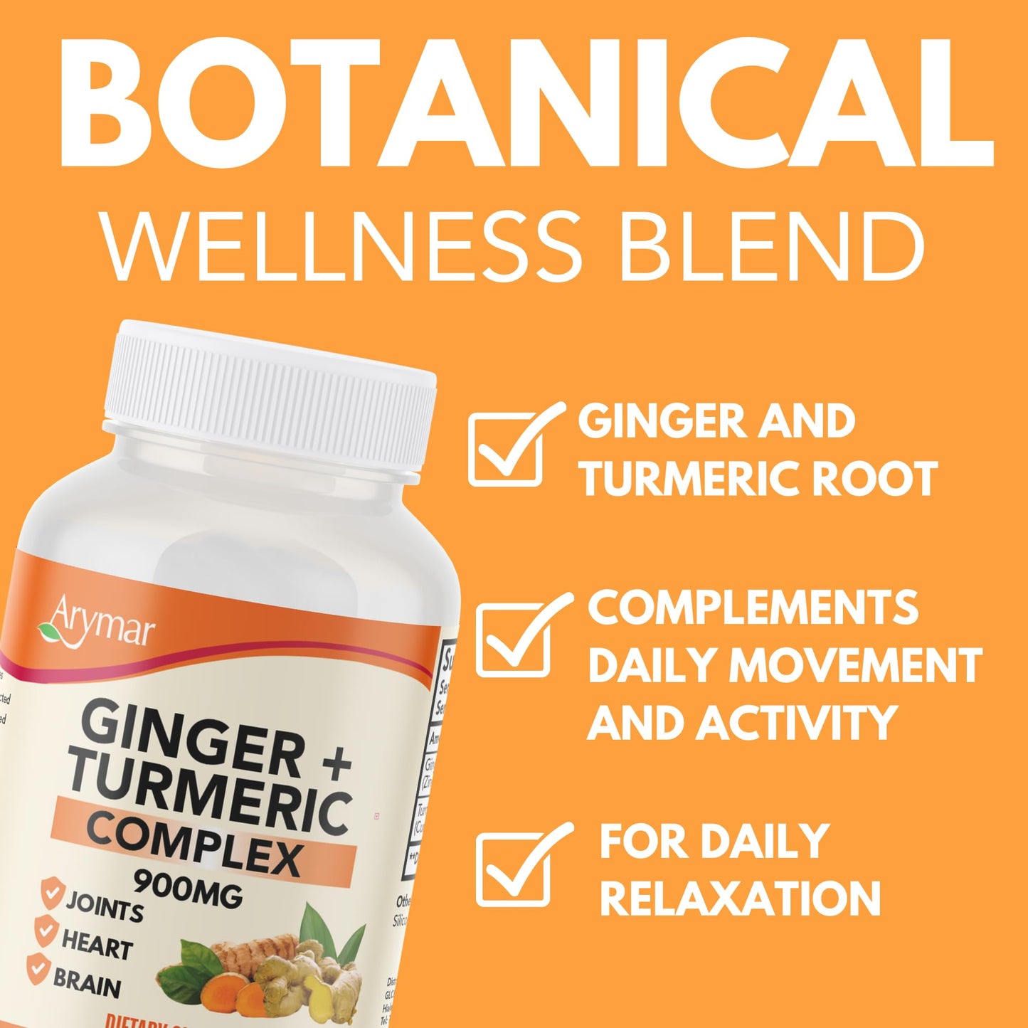 Arymar Ginger Turmeric Supplement Capsules 120 Capsules