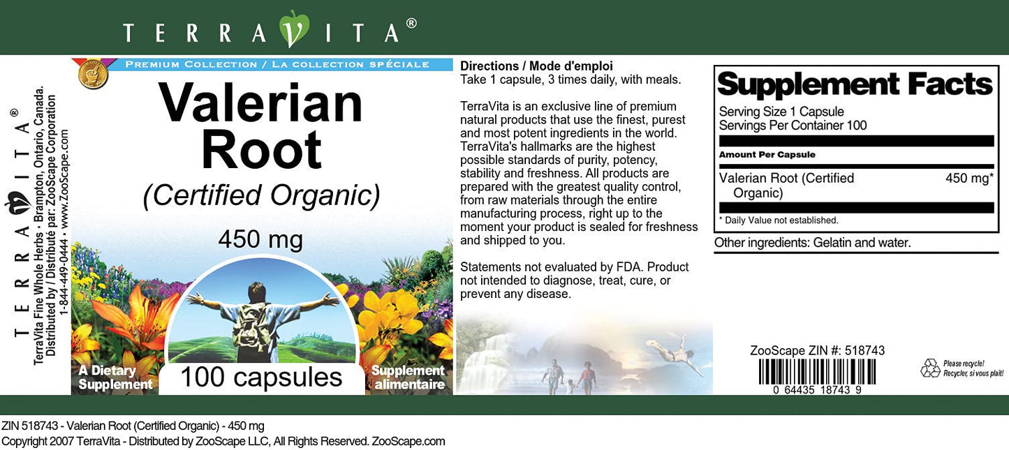 Terravita Valerian Root Capsules 300 Count