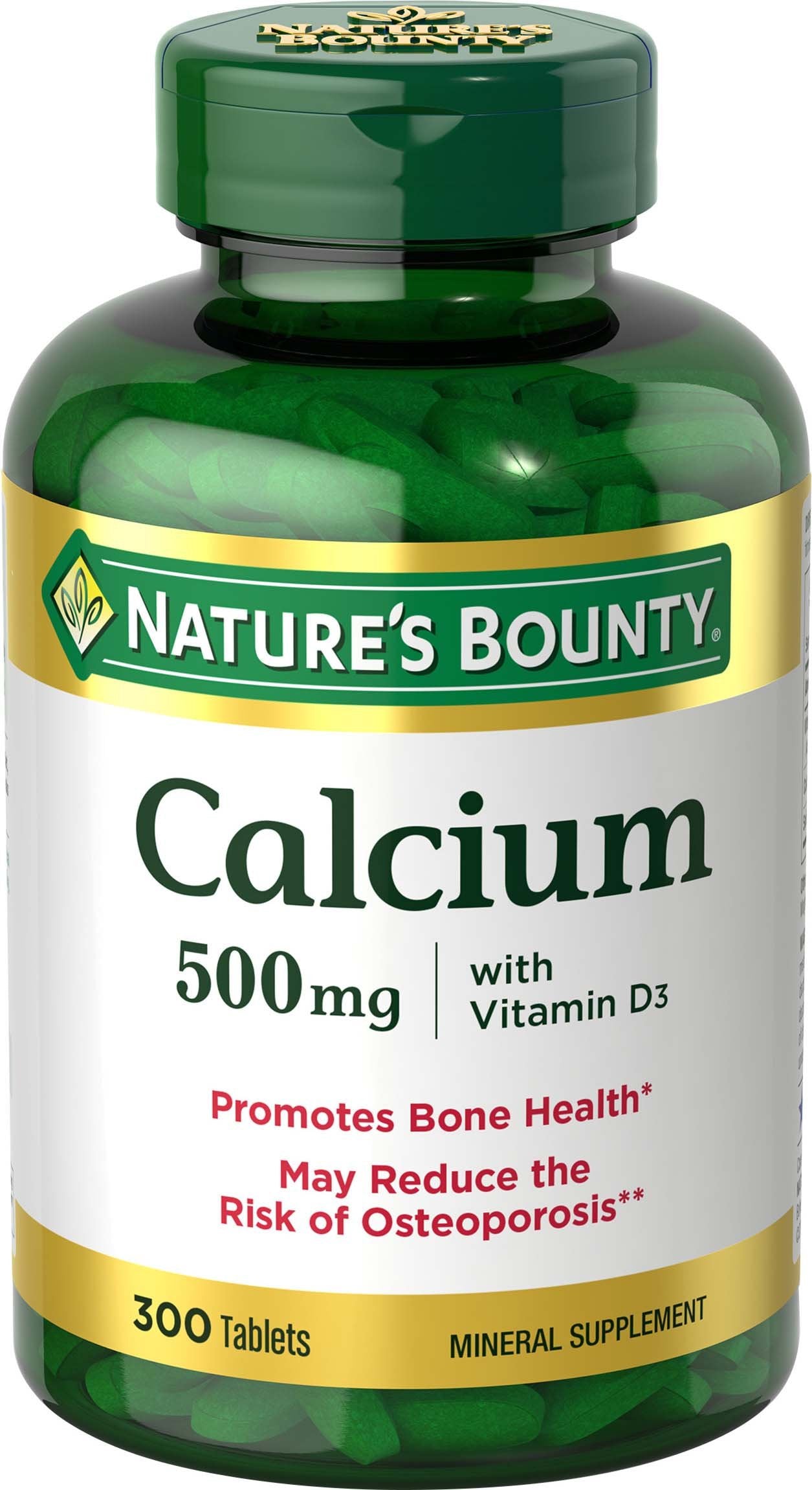 Nature's Bounty Calcium Plus 400 IU Vitamin D3, Immune Support & Bone Health, 300 Tablets
