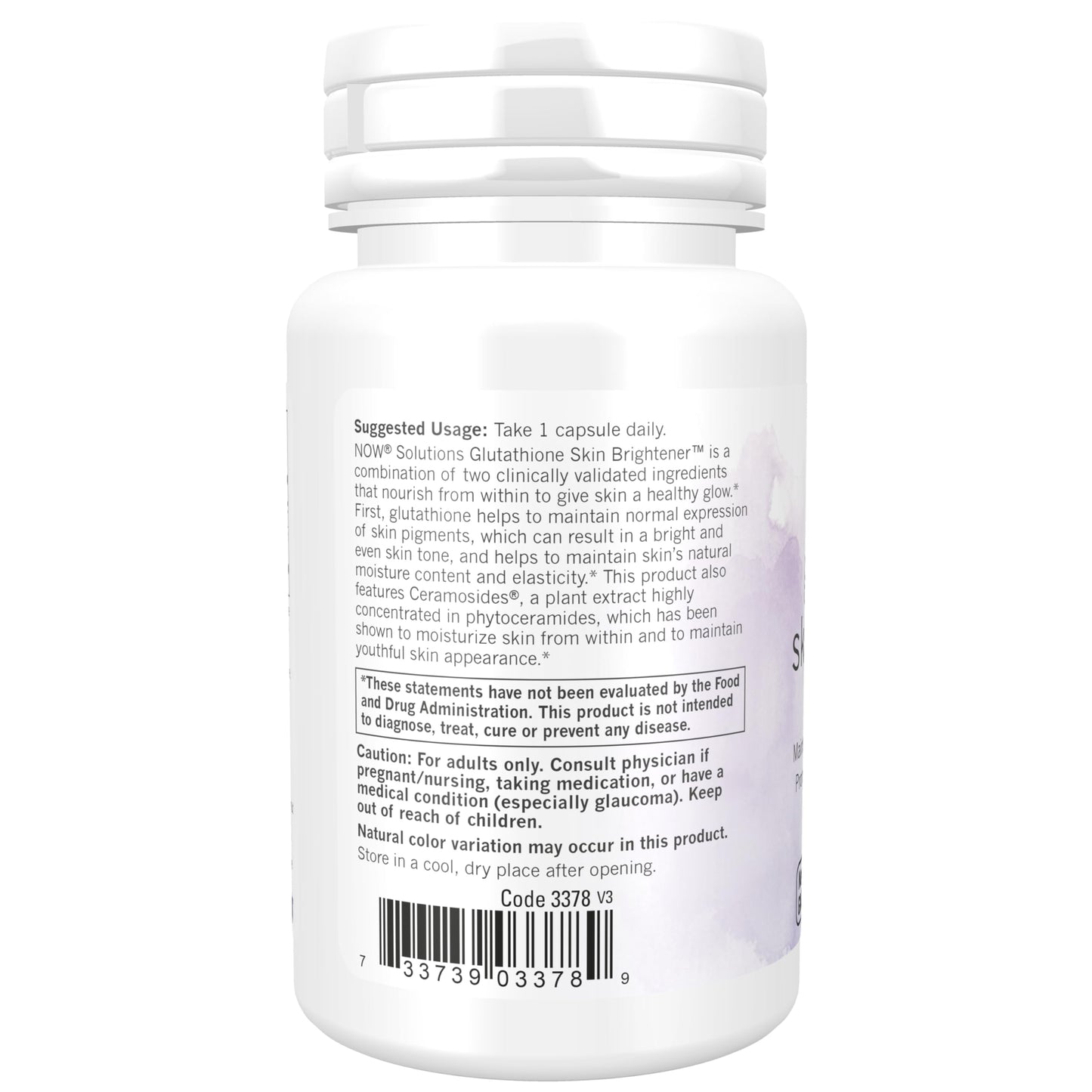 NOW Foods Glutathione Skin Brightener with Ceramosides Moisturizing and Illuminating Capsules 30