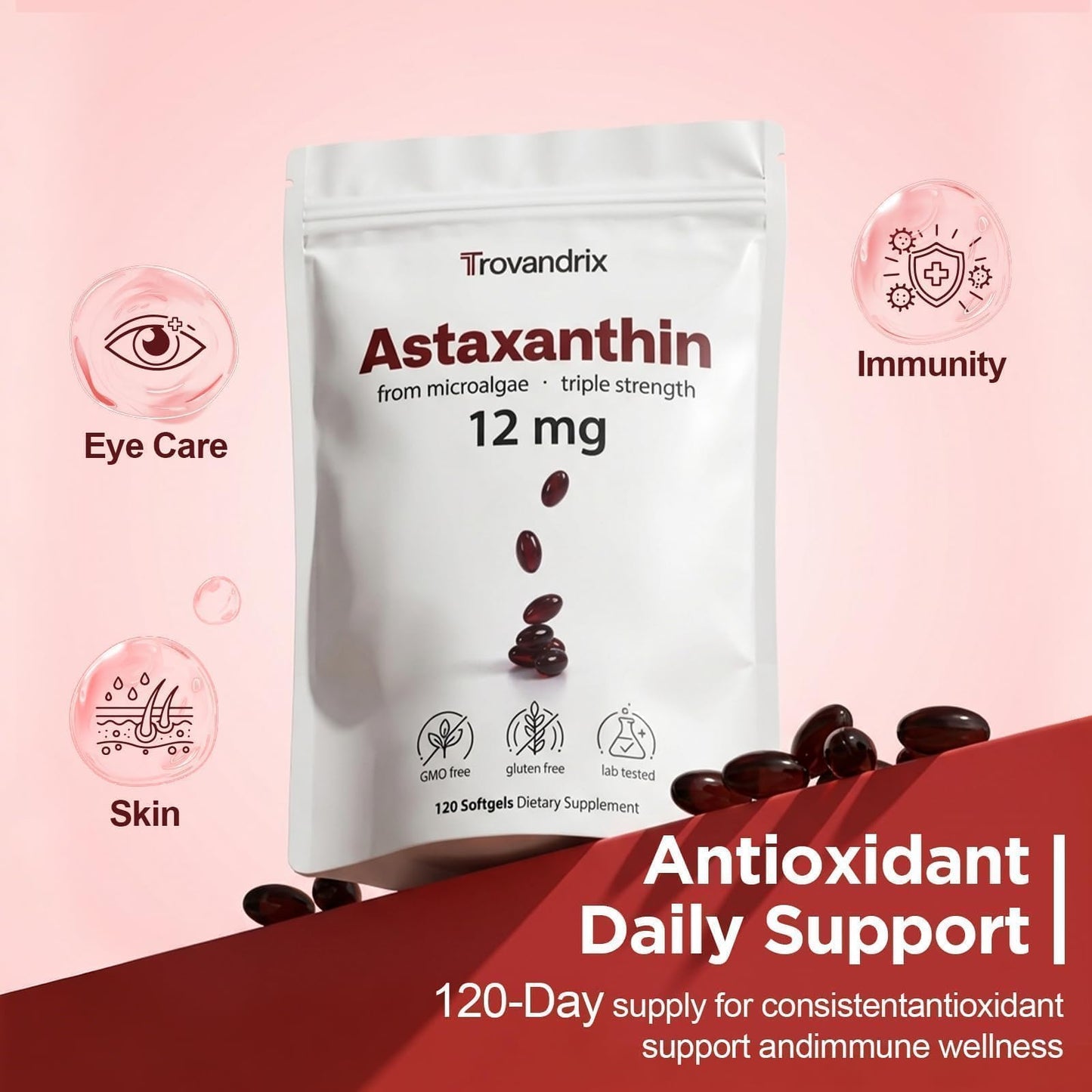 Ormelique Astaxanthin 12mg with MCT Oil Softgels 120 Count