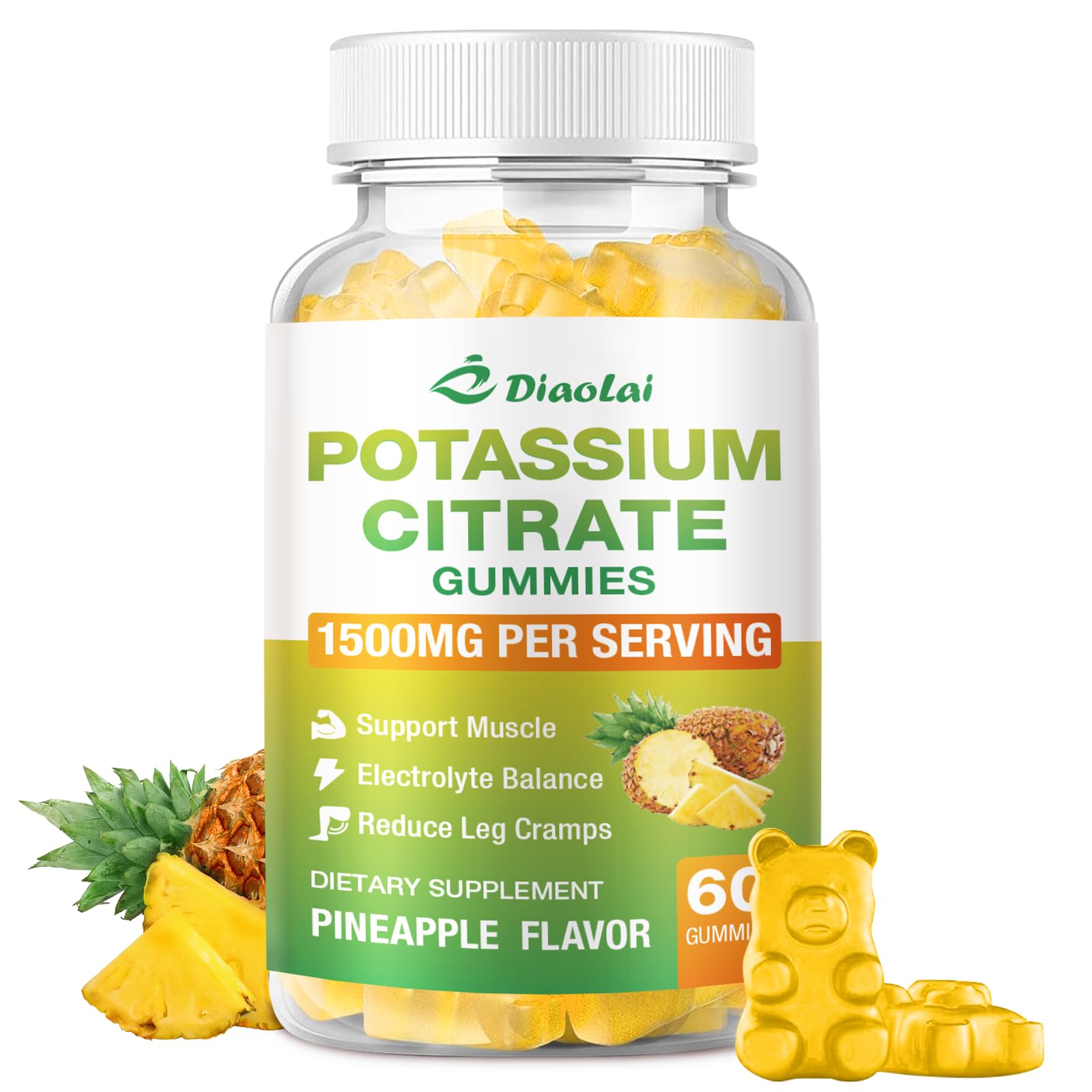 DIAOLAI Potassium Citrate 1500mg Gummies, 60 Count