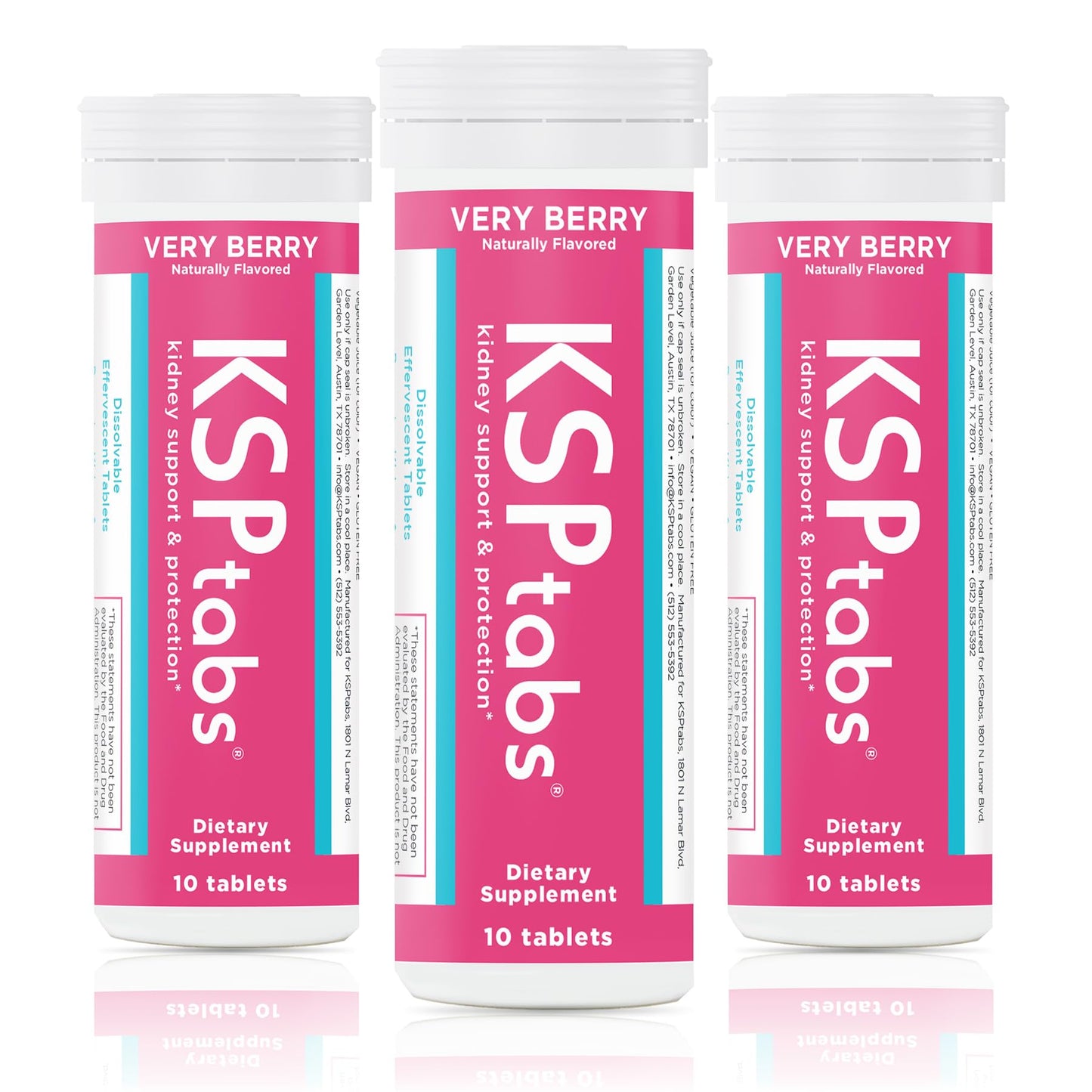 KSPtabs Very Berry All Natural Hydration & Kidney Health Supplement to Combat Calcium Oxalate Crystal Formation, 30 Tablets