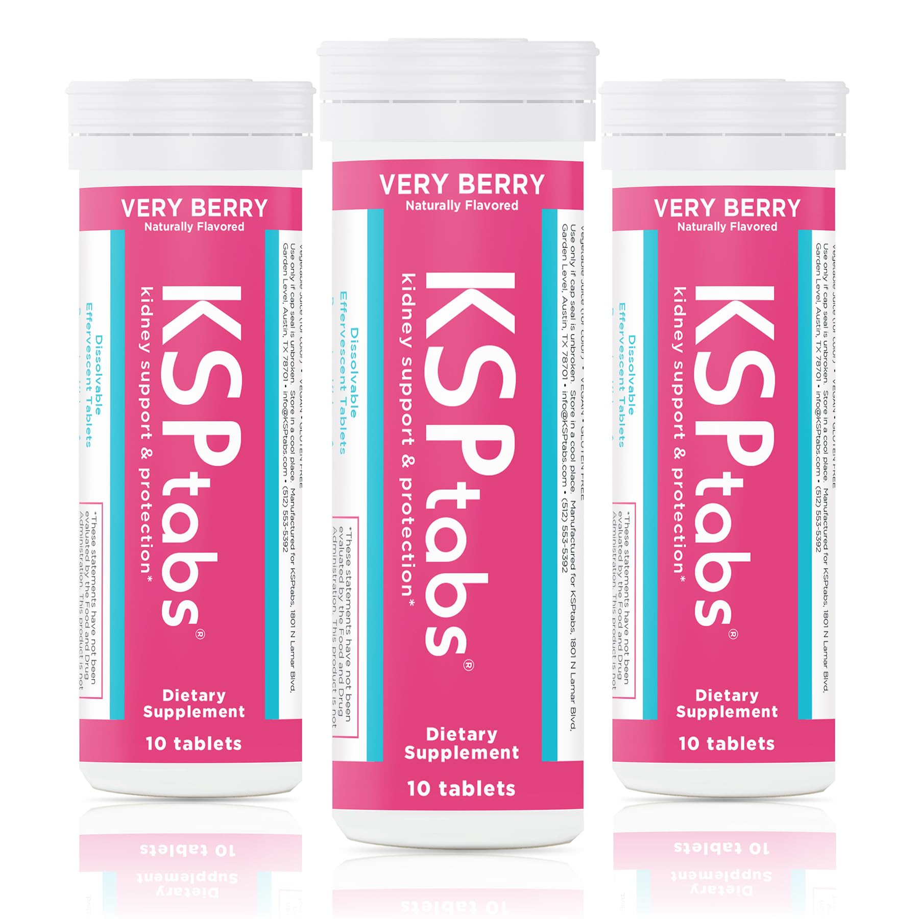 KSPtabs Very Berry All Natural Hydration & Kidney Health Supplement to Combat Calcium Oxalate Crystal Formation, 30 Tablets