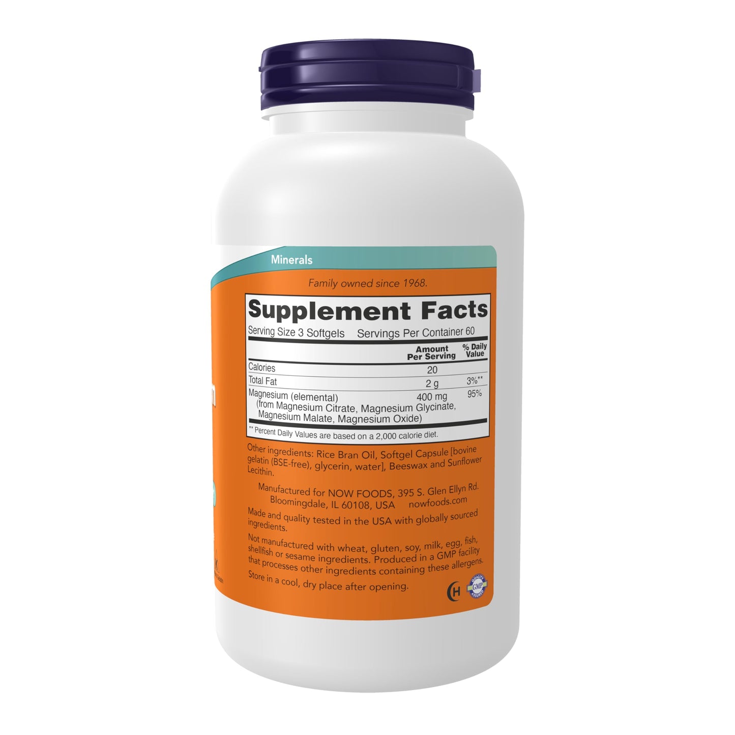 NOW Foods Magnesium Citrate with Glycinate & Malate Nervous System Support, Softgels, 180 Count