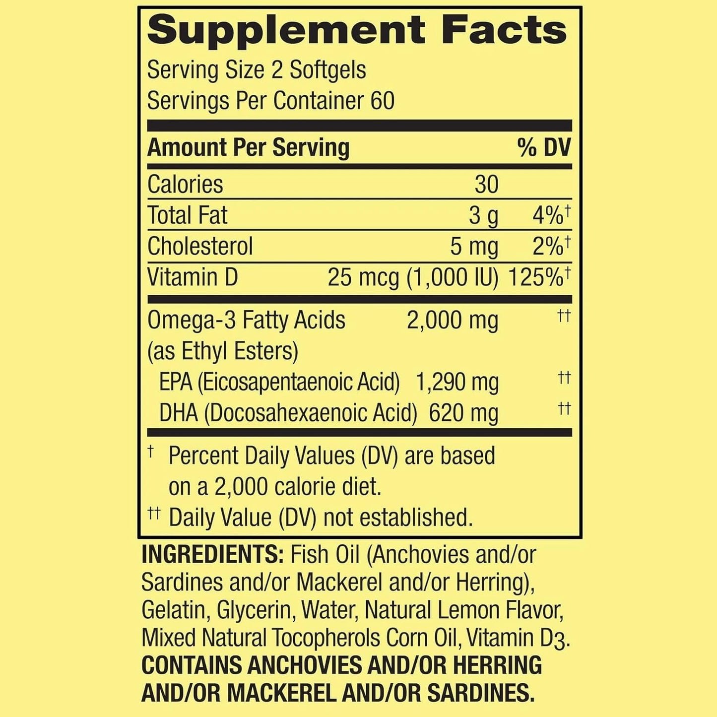 BASKETGOODS Omega-3 Fish Oil 2000 mg Softgels, 120 Count