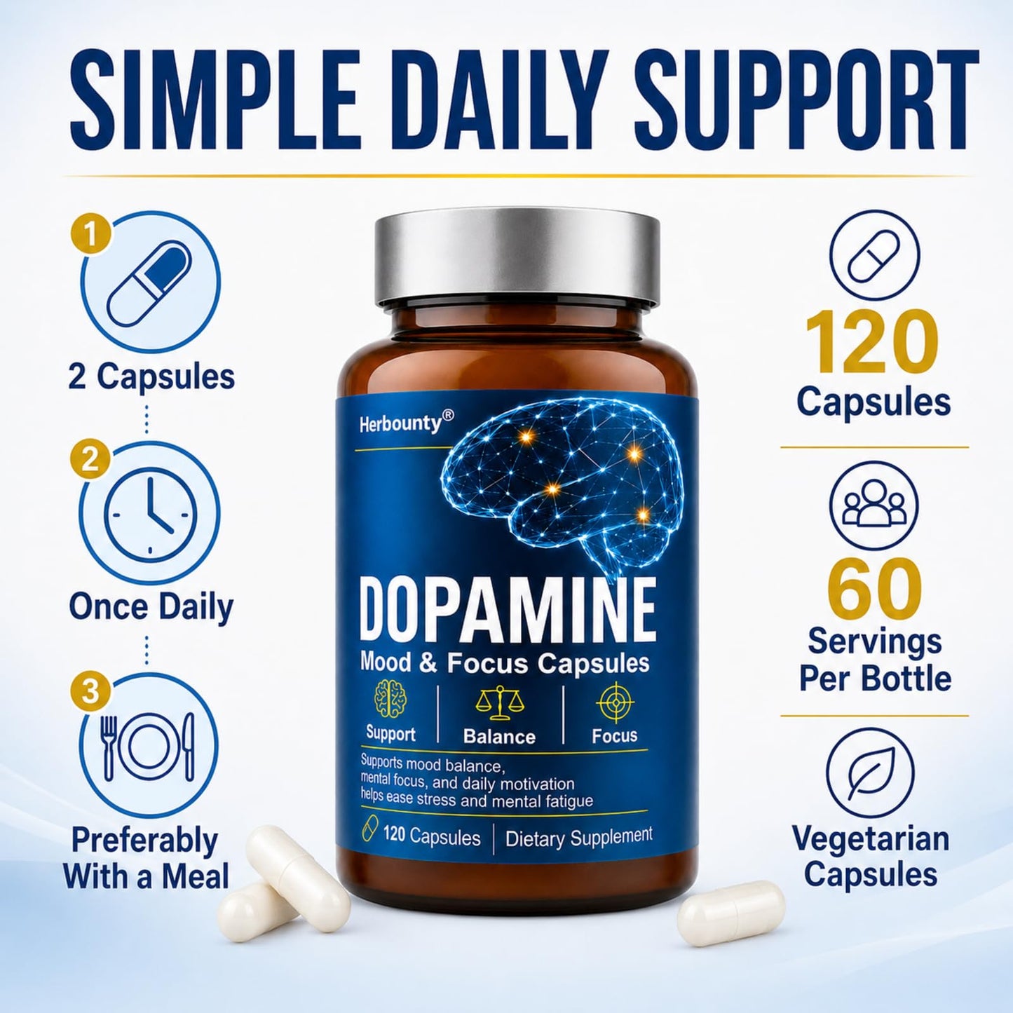 Herbounty Dopamine Brain Food Capsule 120 Count