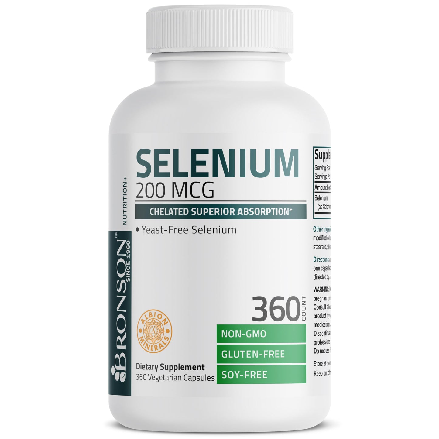 Bronson Selenium 200 mcg Albion Chelated Amino Acid Complex Capsules, 360 Capsules