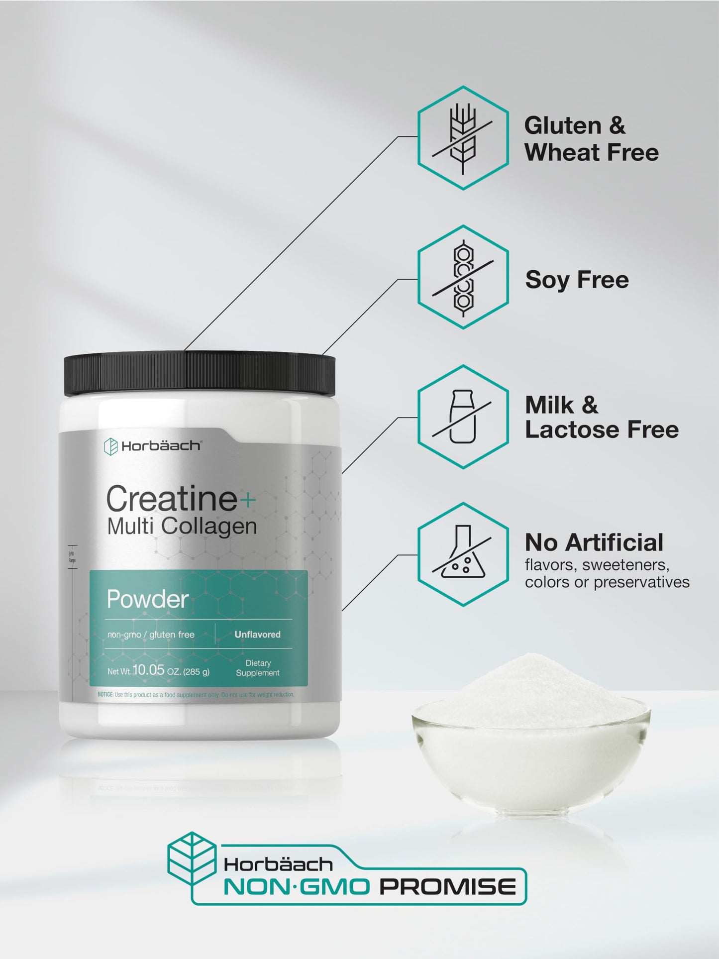 Horbäach Creatine Monohydrate Powder with Collagen and L-Taurine 10.05 oz