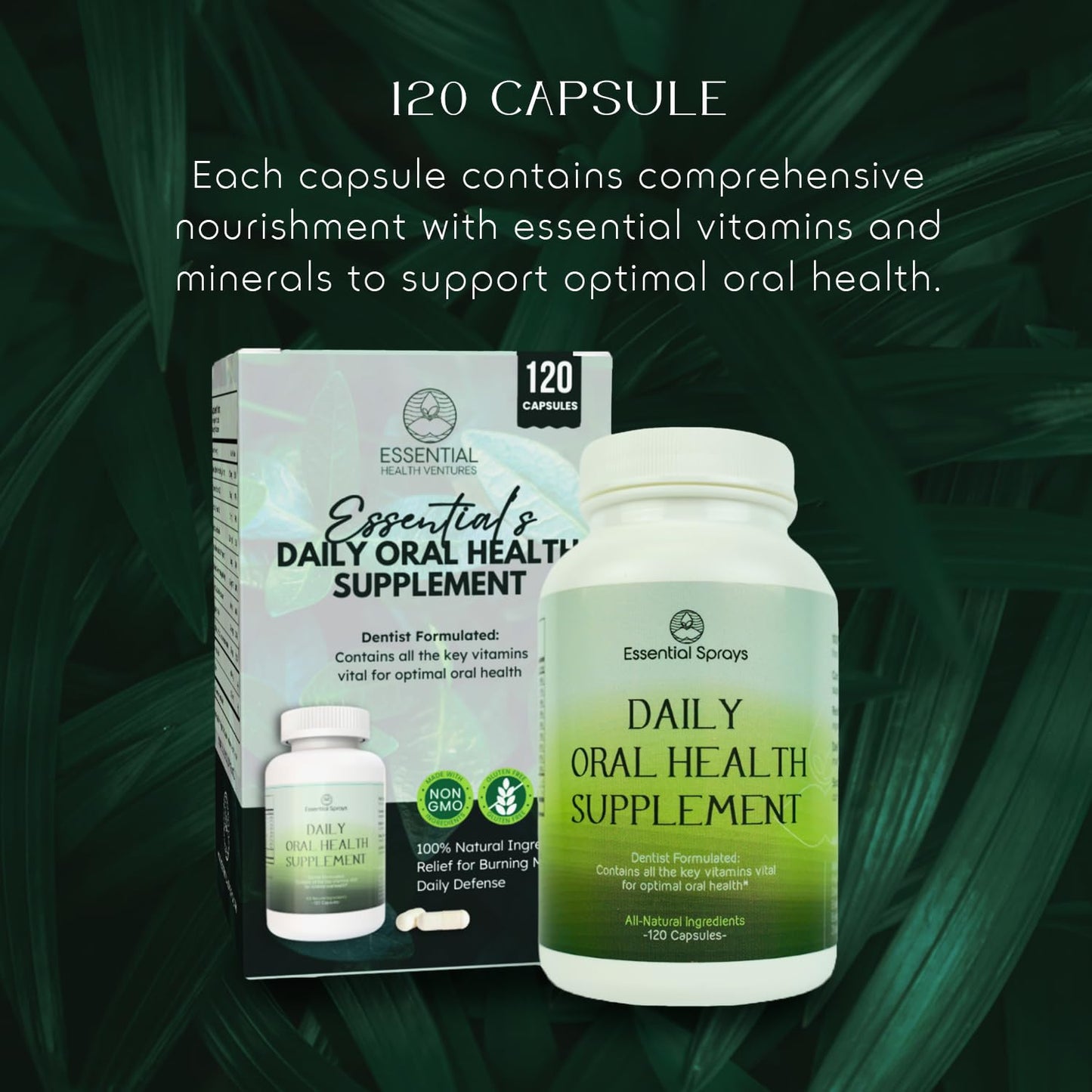 Essential Sprays Daily Oral Health Supplement Capsule, 120 Count