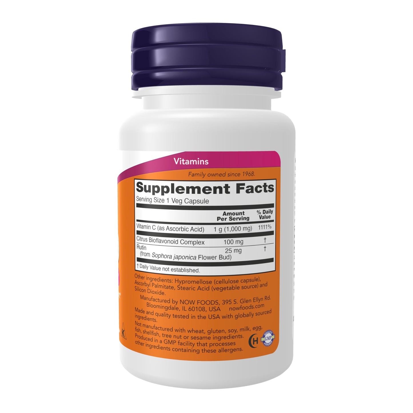 NOW Foods Vitamin C-1,000 with Rose Hips & Bioflavonoids Veg Capsules, 30 Count
