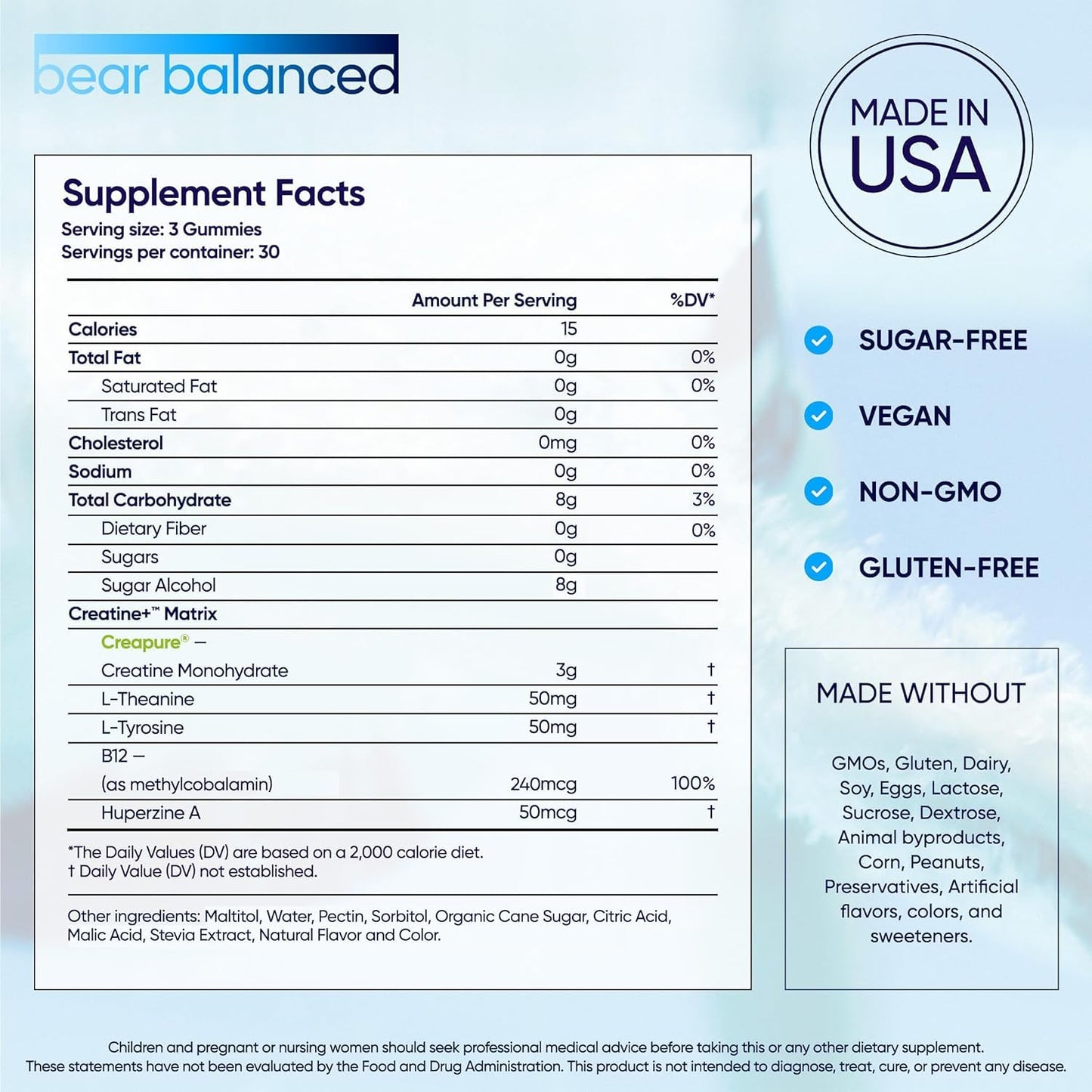 Bear Balanced Creatine Gummies 90 Count