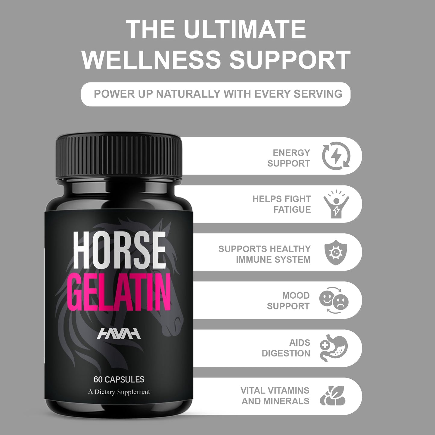 Havah Horse Gelatin Advanced Overall Support Capsules, 60 Count