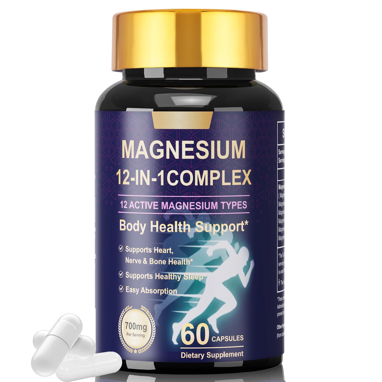 Dr. HR 12-in-1 Magnesium Supplement High Absorption for Sleep, Muscle & Bones Capsule 60 Count