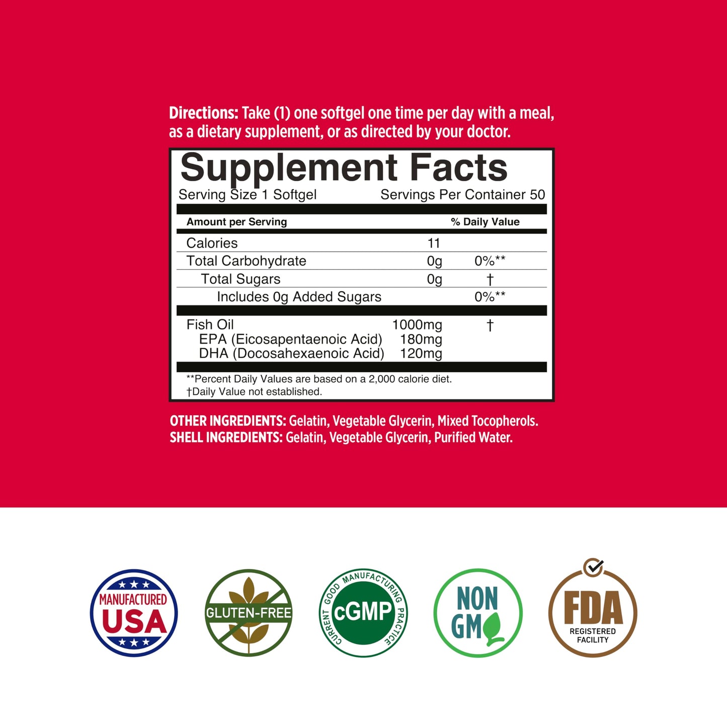 Basic Brands Smart Heart Omega-3 Fish Oil 1000 mg Softgel, 50 Softgels