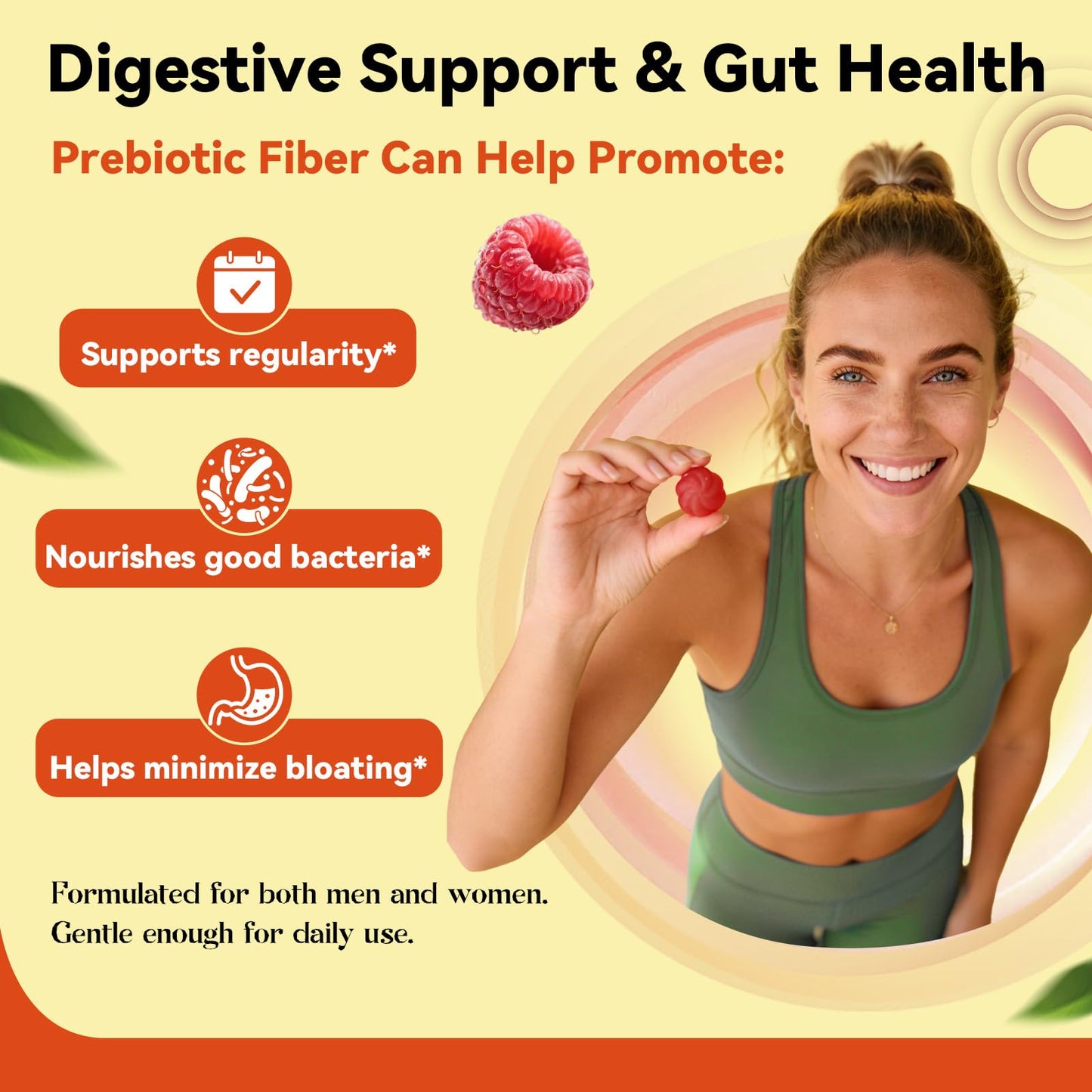 Femmetra 10-in-1 Prebiotic Fiber Gummies for Digestive Health & Regularity, 60 Count