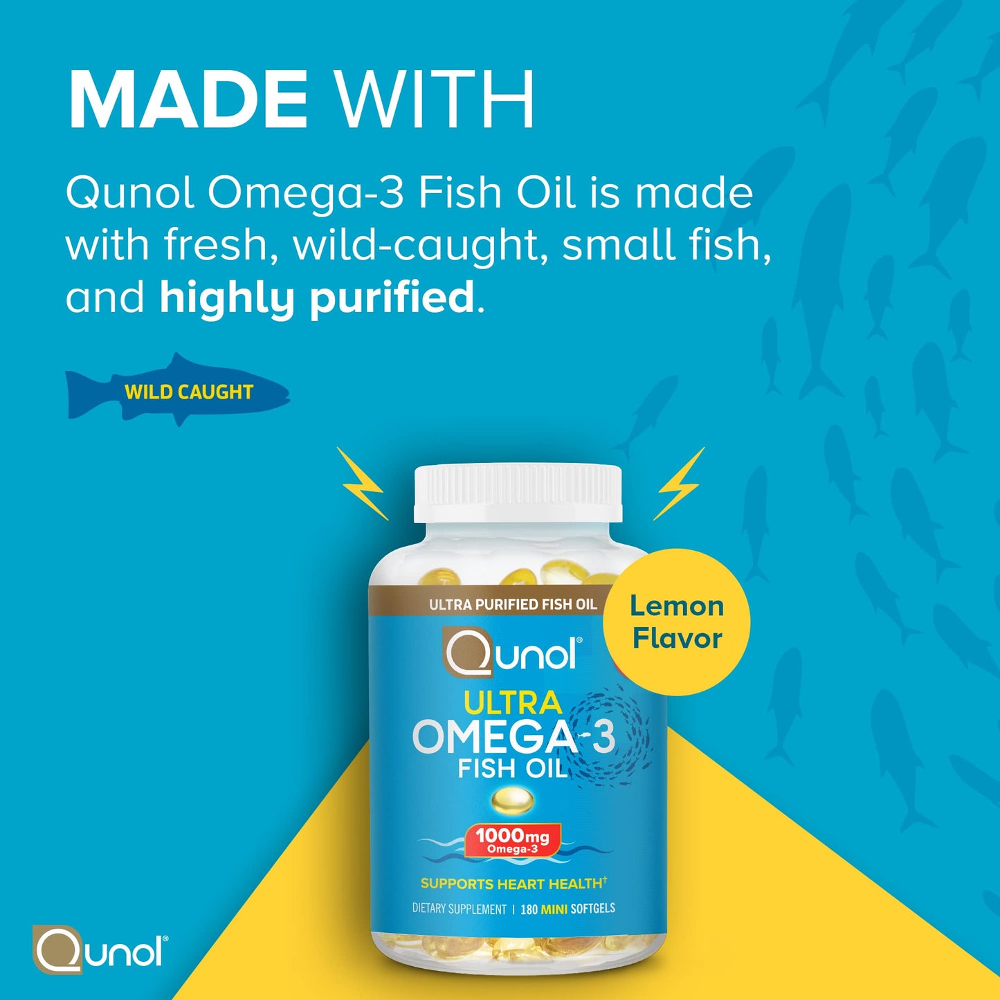 Qunol Fish Oil Omega-3 Mini Softgels 180 Count