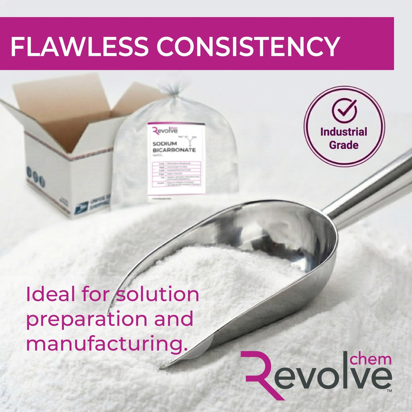 REVOLVE CHEM Sodium Bicarbonate Solid Powder, 1 Count, 30 lbs