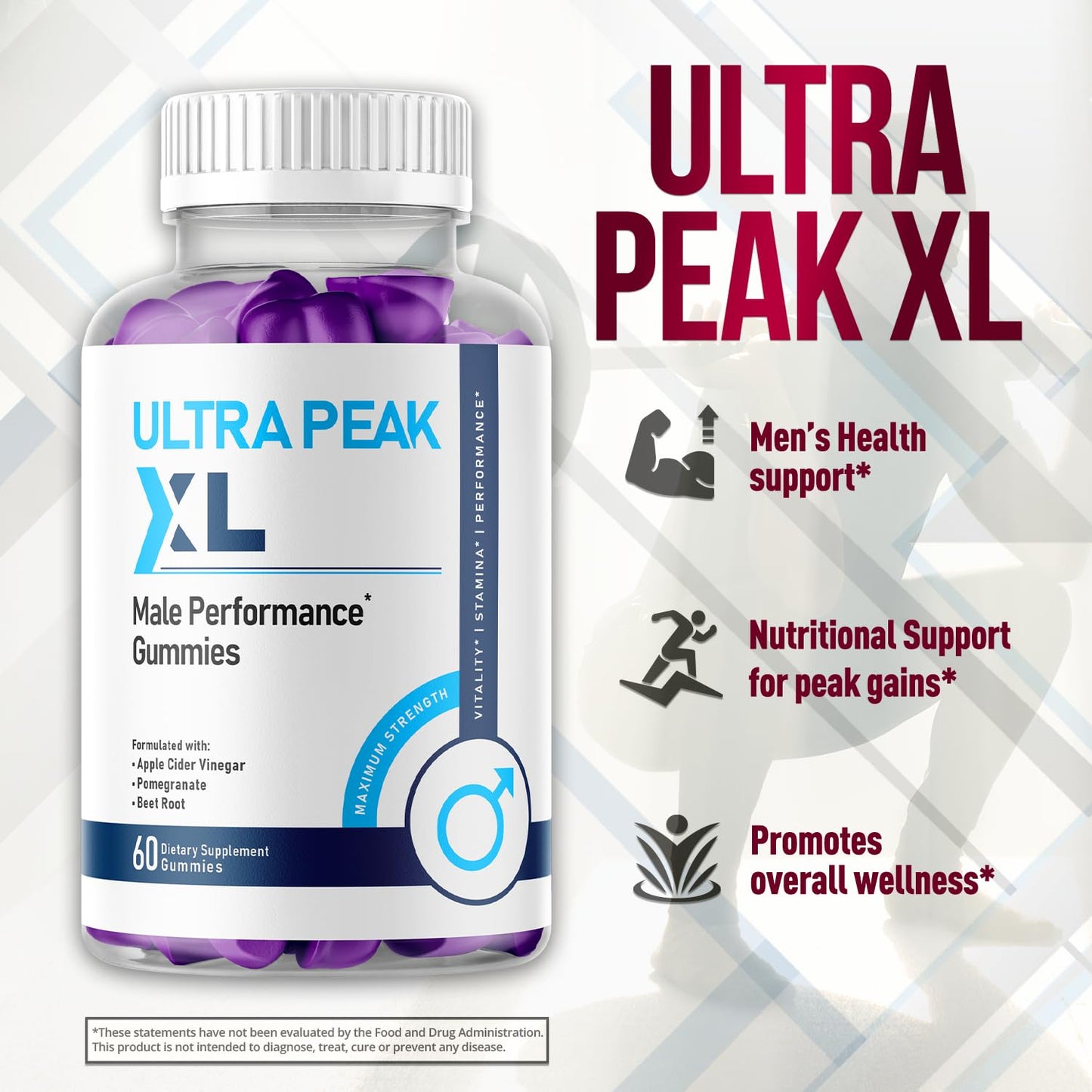 Flex University Ultra Peak XL Gummies for Men Gummy, 120 Gummies
