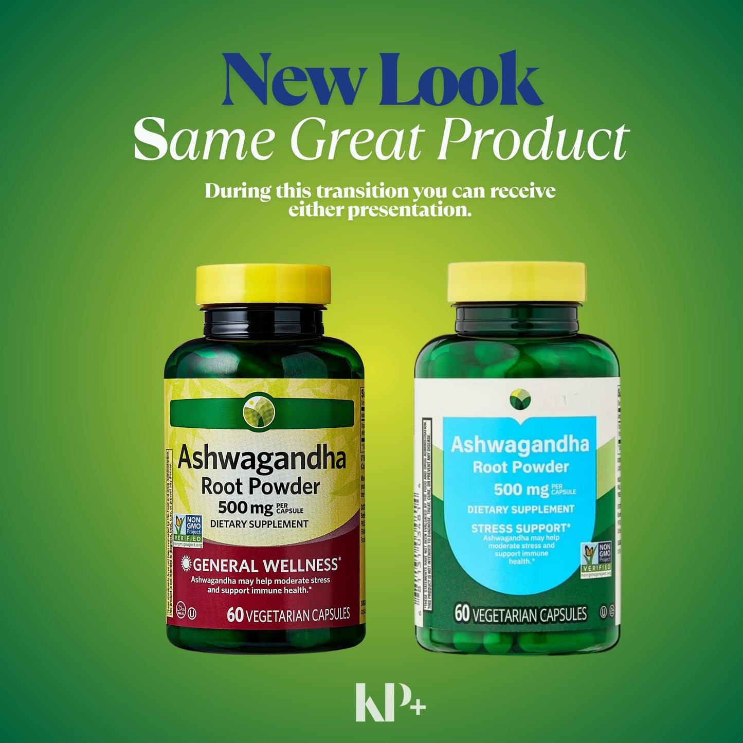 KP+ Ashwagandha Root Powder 500 mg Capsules 120 Count