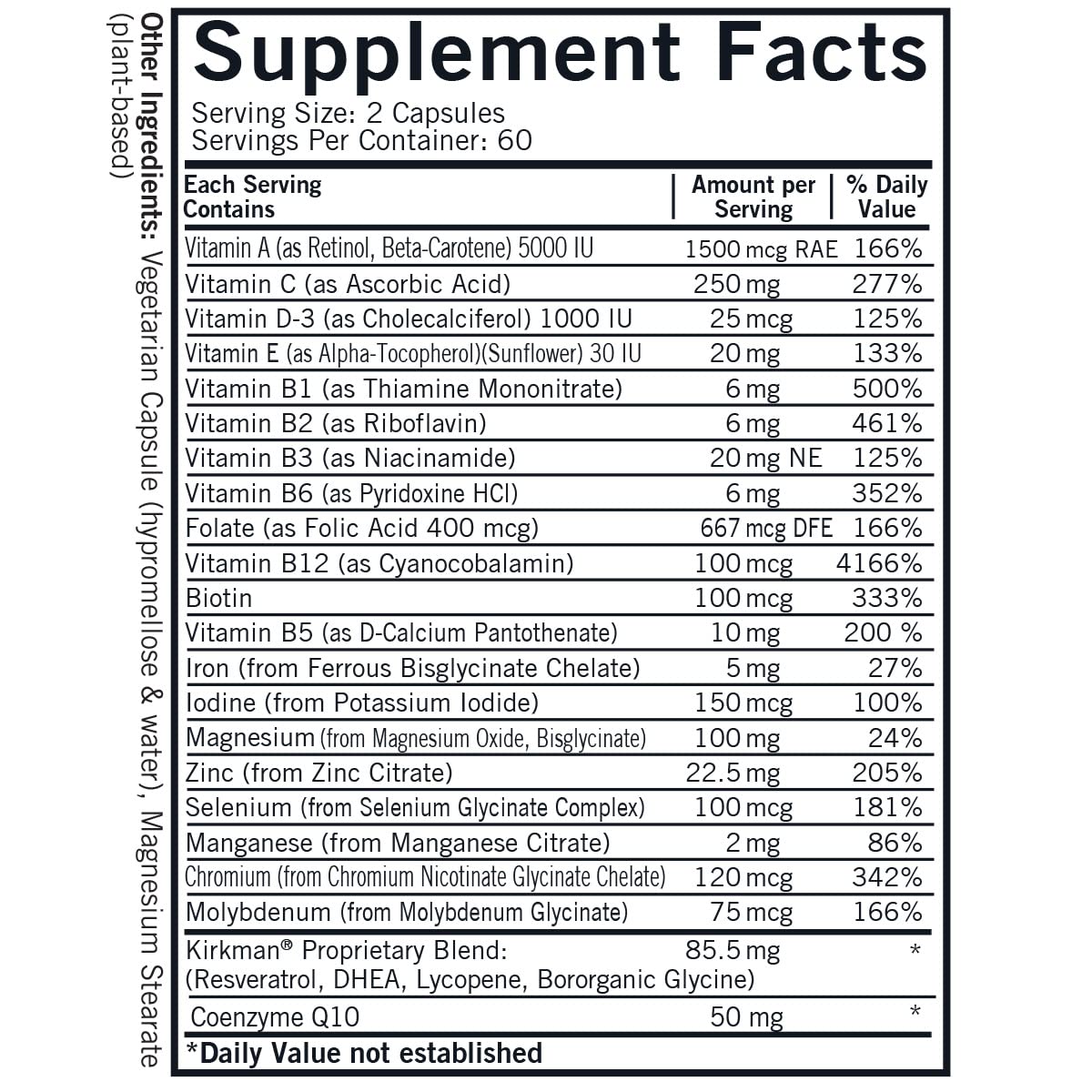 Kirkman 60 to 90 Men’s Multi-Vitamin and Mineral Boost Capsules 120