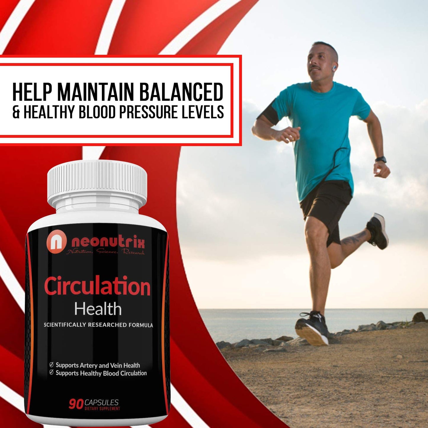 Neonutrix Nutrition, Science, Research Blood Circulation Health Supplement for Vein Health & Artery Health with L-Arginine, Ginger Root, Hawthorn & Diosmin Capsules 90 Count