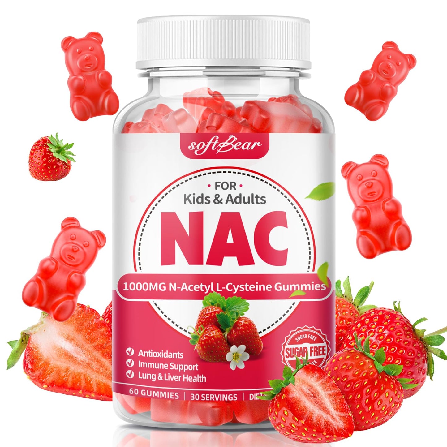 softbear NAC 1000mg N-Acetyl Cysteine Gummies 60 Count