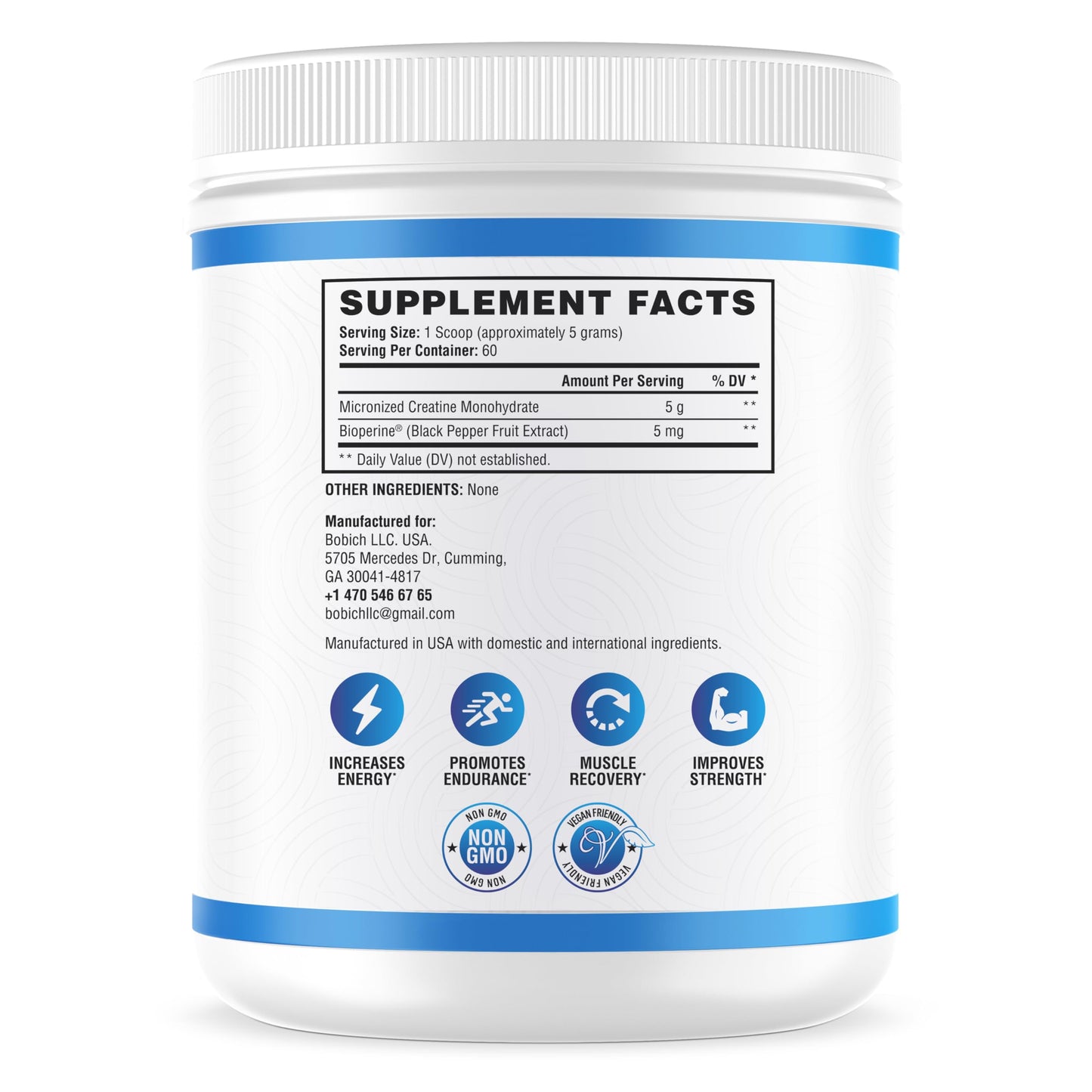 Liarminoo Creatine Monohydrate Powder with BioPerine 10.6 oz