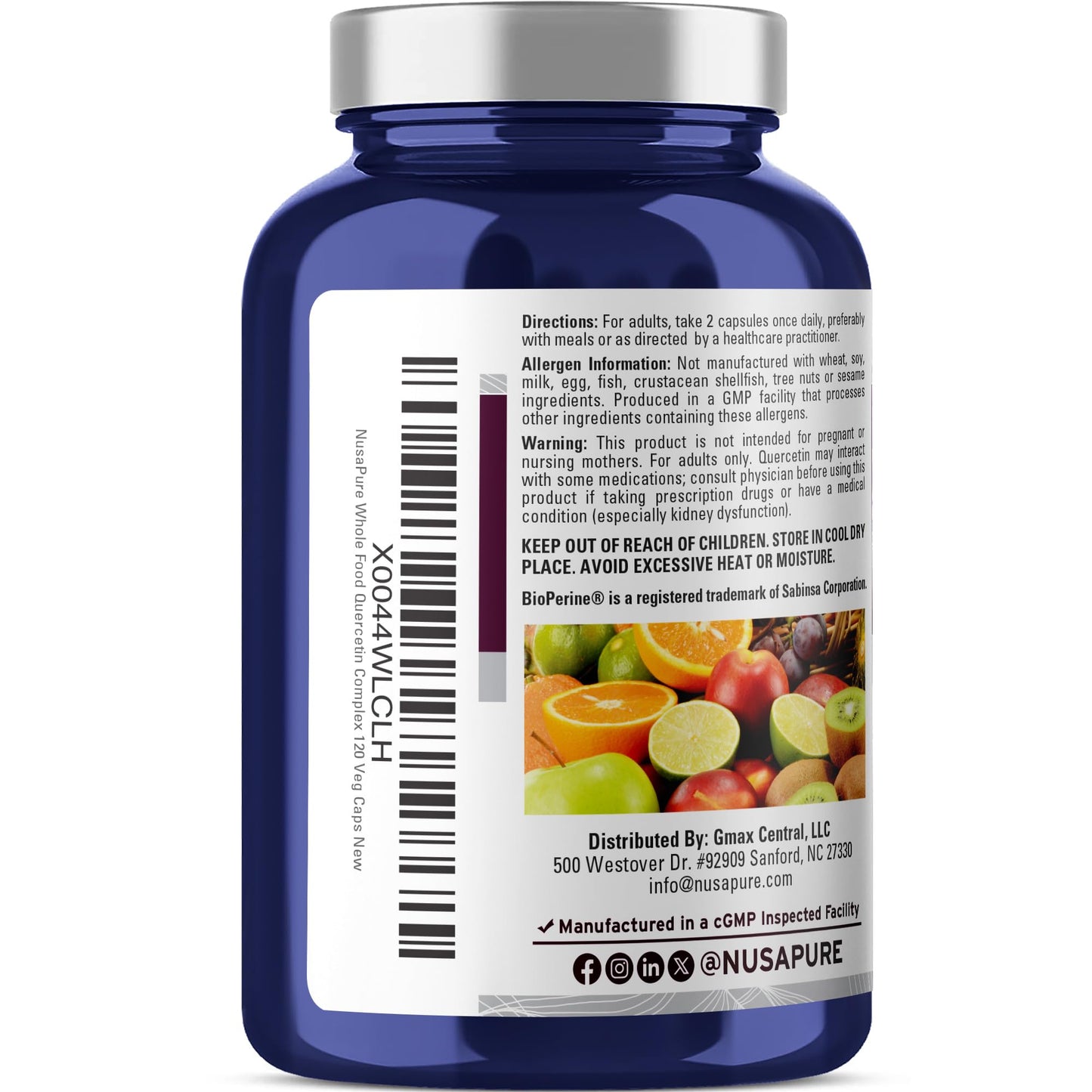 NusaPure Whole Food Quercetin Capsule 120 Count
