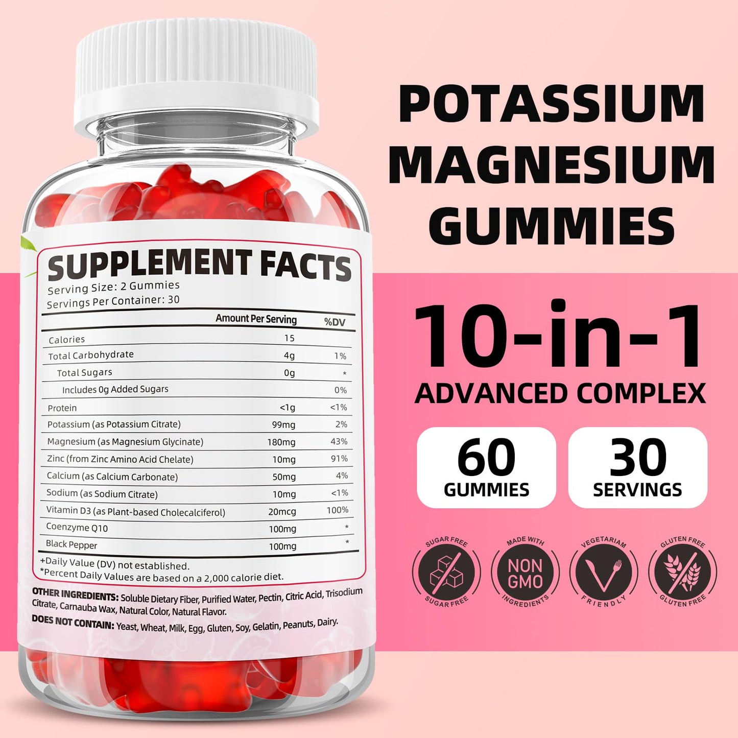 GrnLife Potassium Magnesium Supplement Gummies, 60 Count