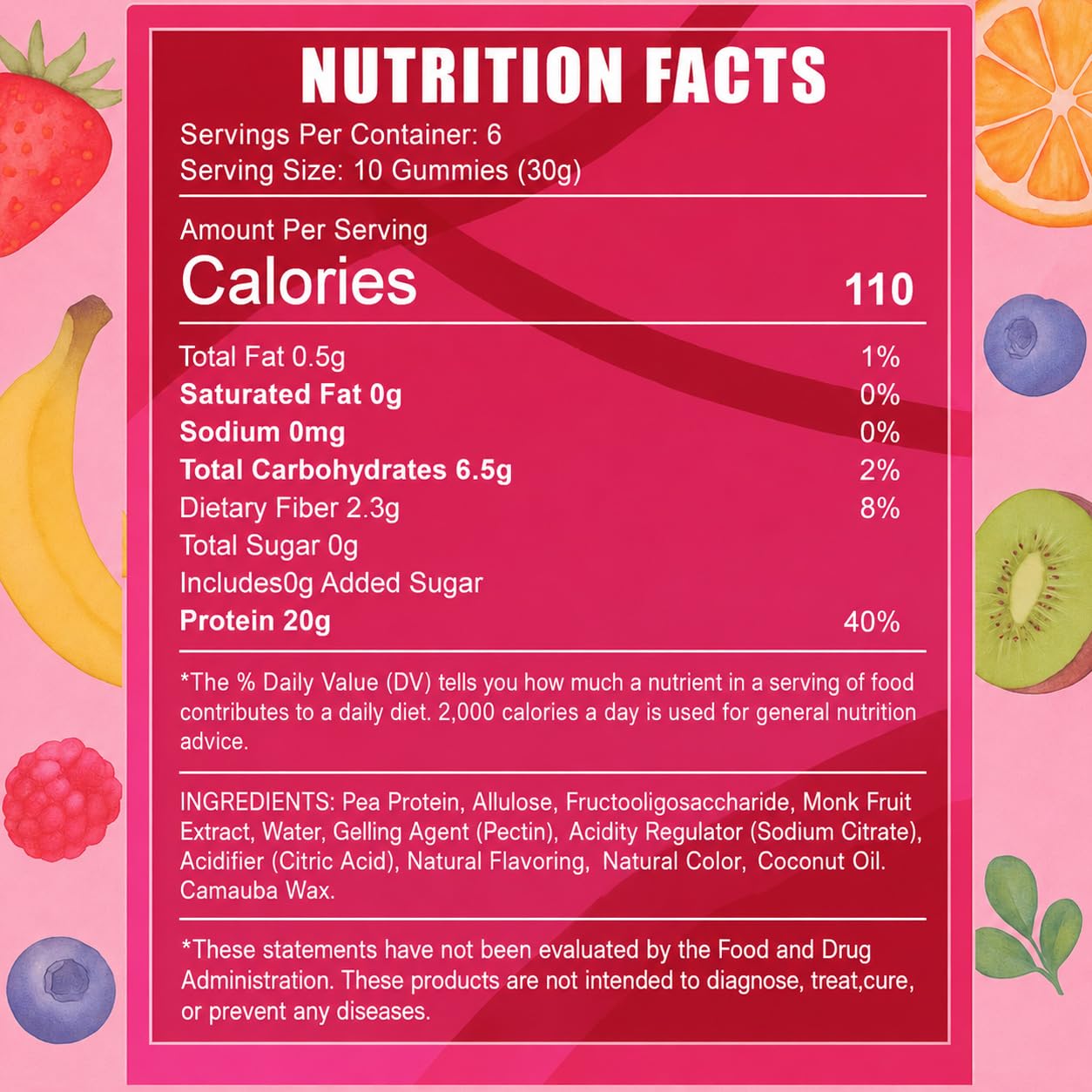ipxkwll OAKA Protein Gummies, 60 Gummies