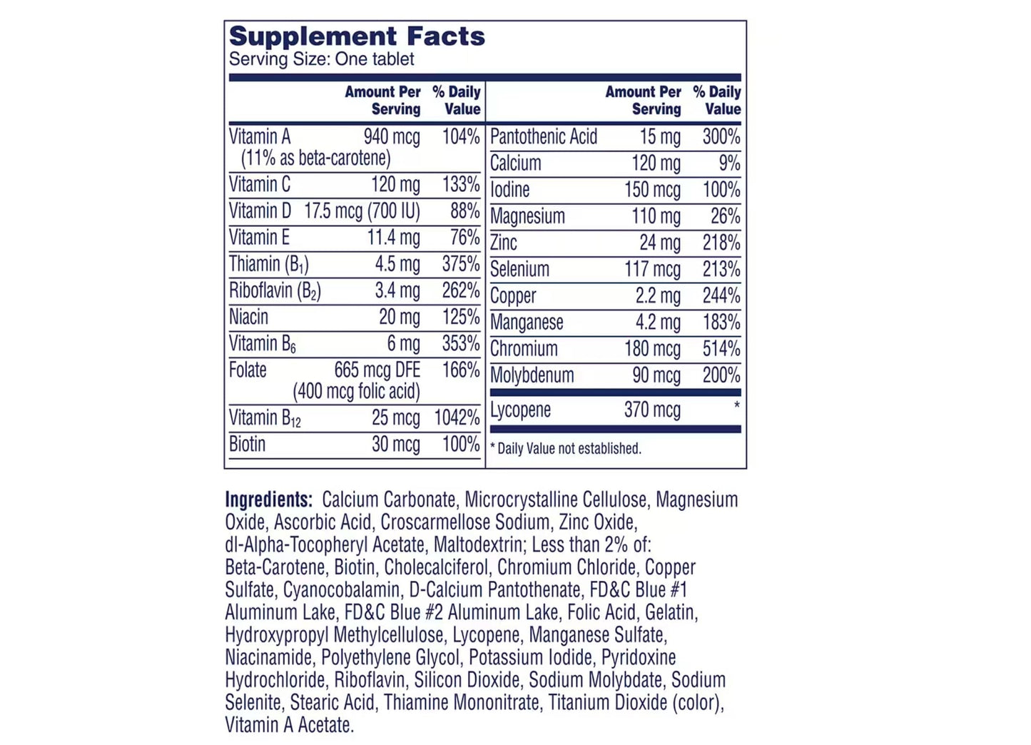 ONE A DAY Men's 50+ Advantage Multivitamins Tablet, 65 Count