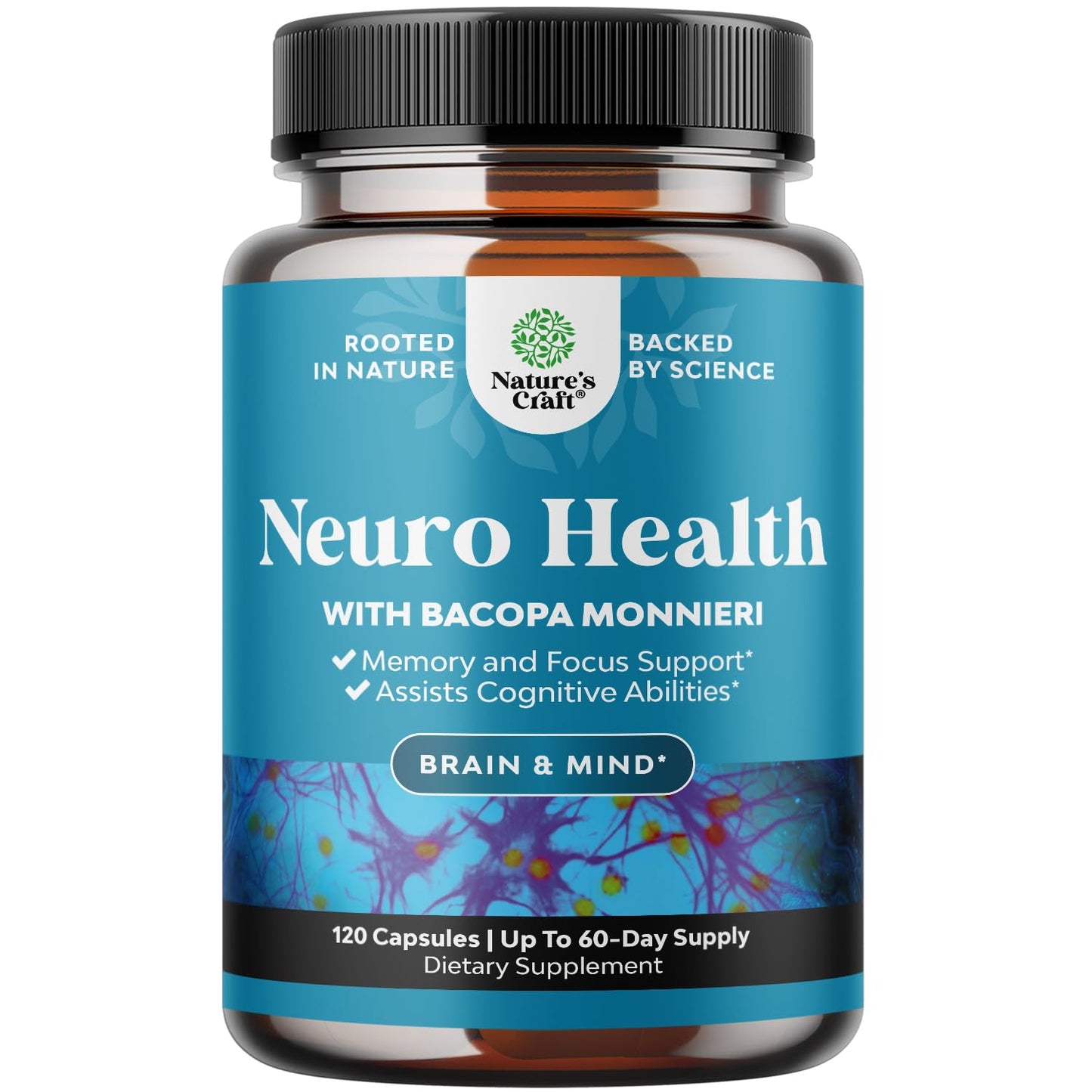 Natures Craft Nootropic Brain Supplement for Memory and Focus Support Capsule, 120 Count