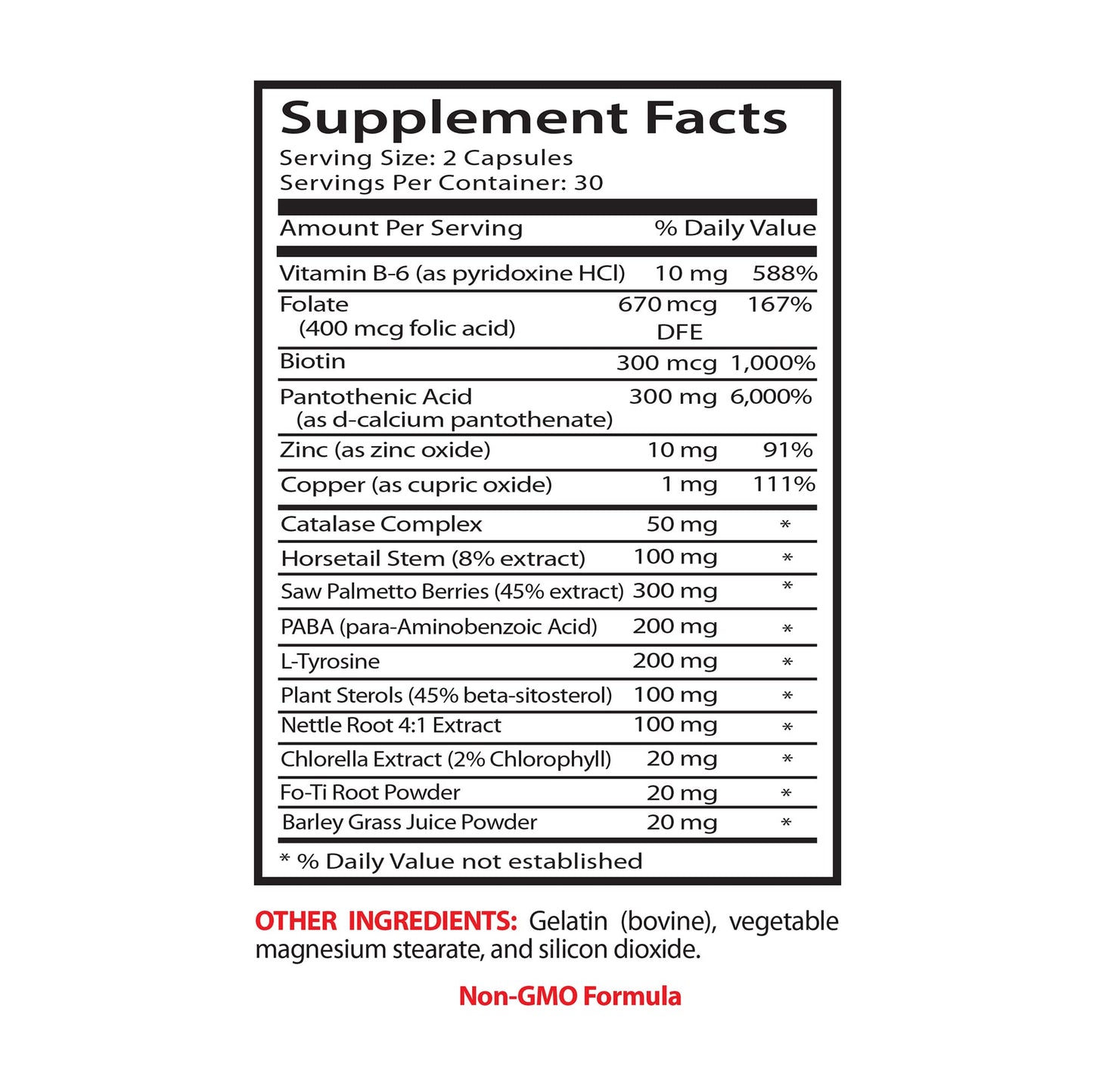 Sport Supplement Biotin Zinc Anti Gray Hair Hair Solutions for Men Capsule, 180 Capsules