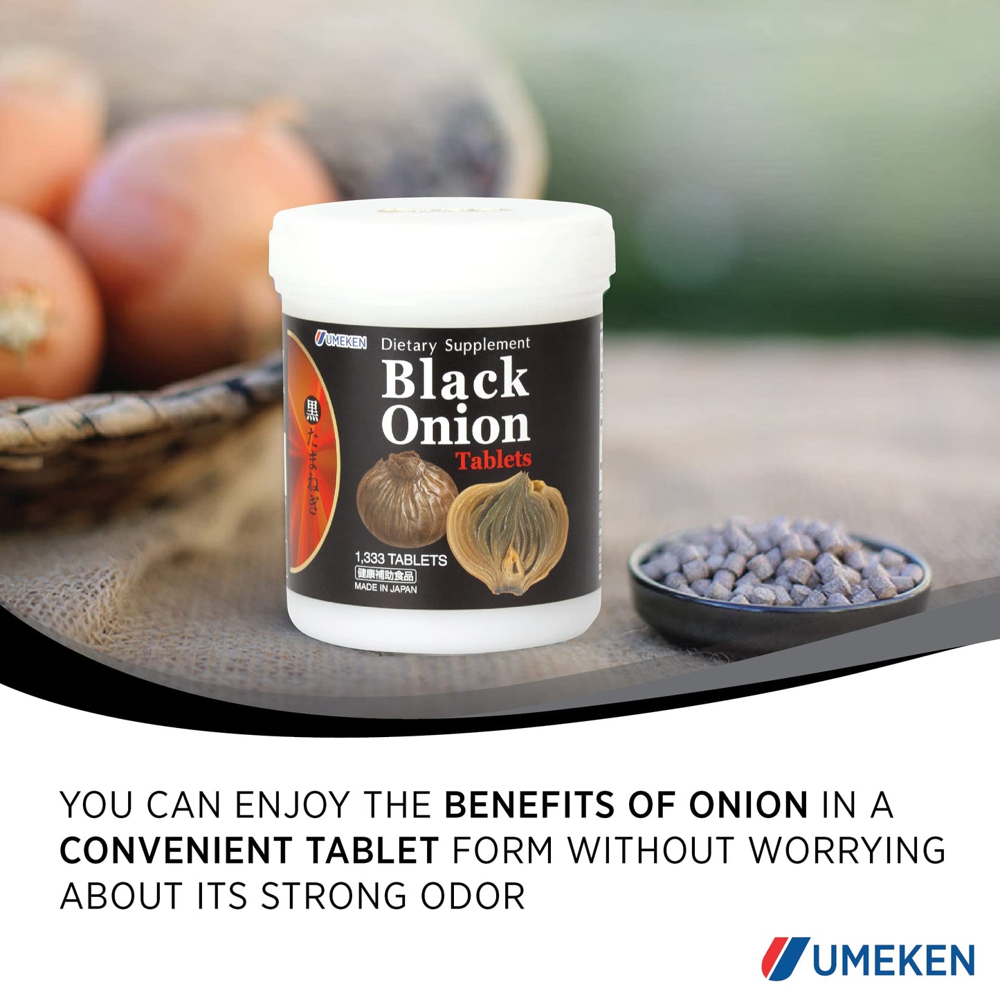 Umeken Black Onion Fermented Concentrate with Quercetin, Antioxidant, Dietary Supplement Tablets 1333
