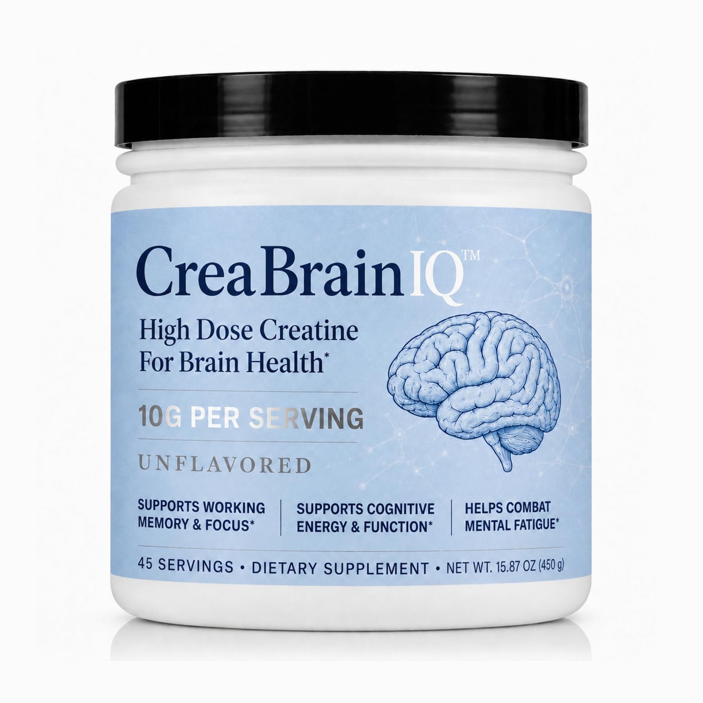 Utzy Naturals CreaBrainIQ High Dose Creatine Powder for Brain Health, 16 oz