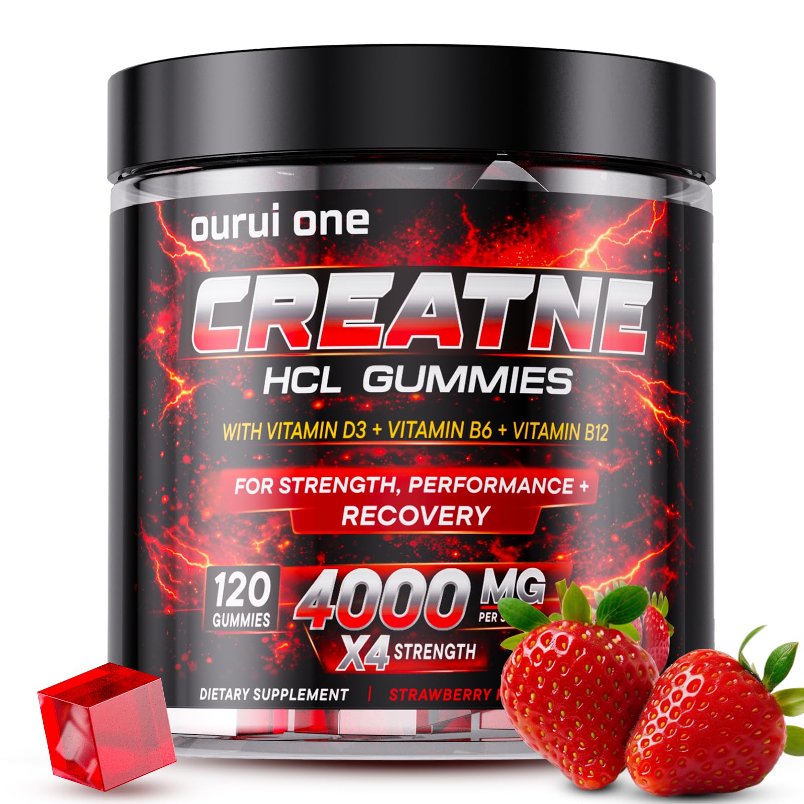 Ourui One Creatine HCl Gummies 4000mg per Serving, 120 Gummies