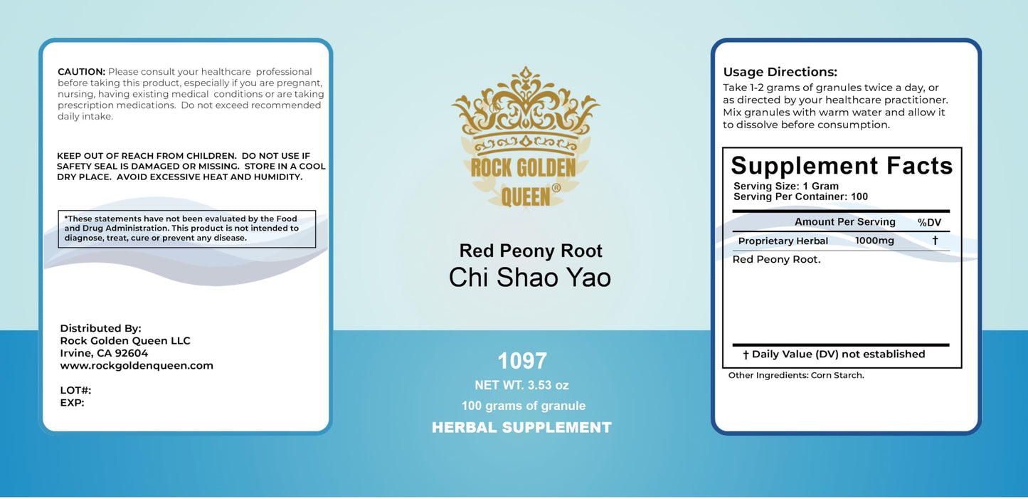 Rock Golden Queen Chi Shao Yao Red Peony Root Granule Powder 3.53 oz