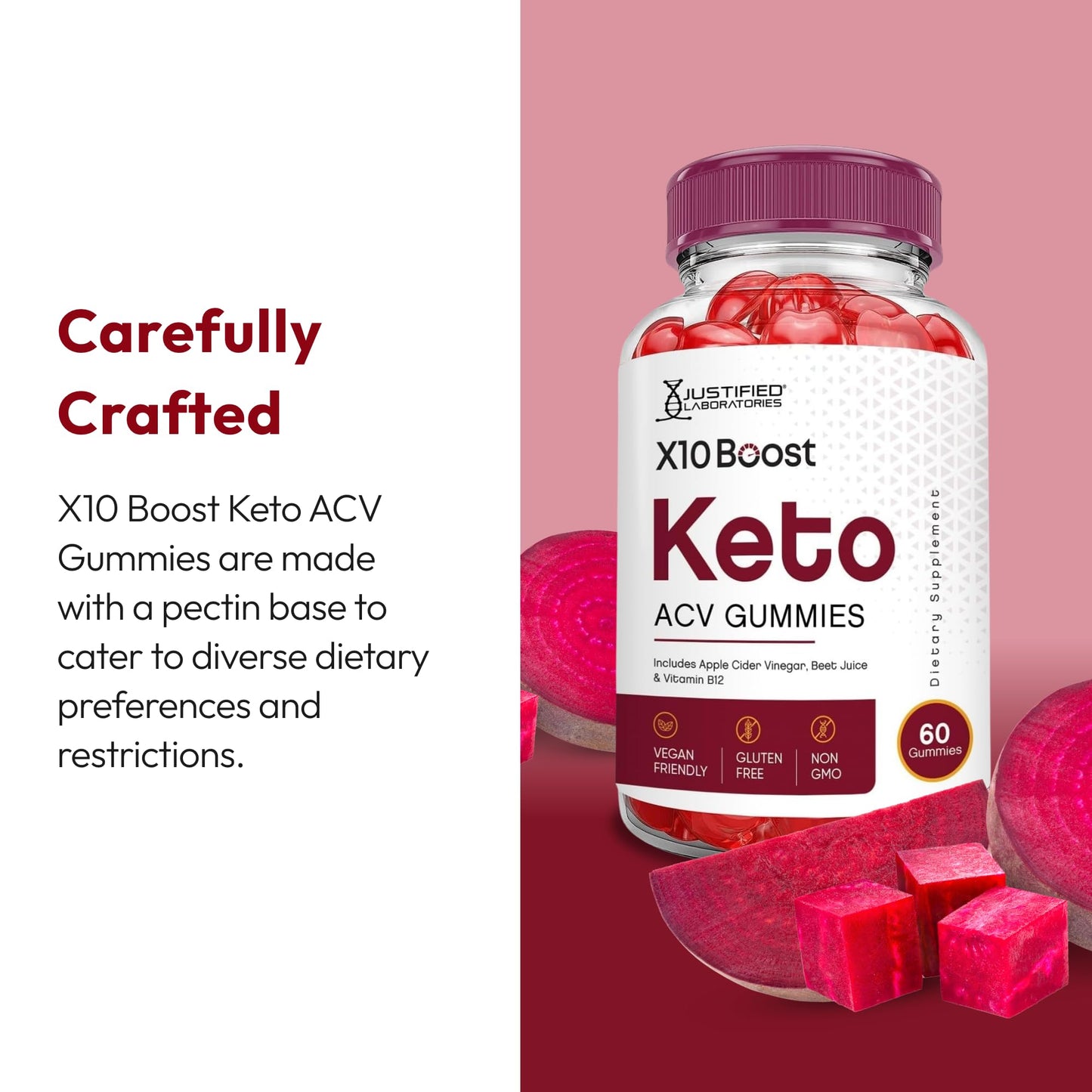 Justified Laboratories X10 Boost Keto ACV Gummies 120 Gummies