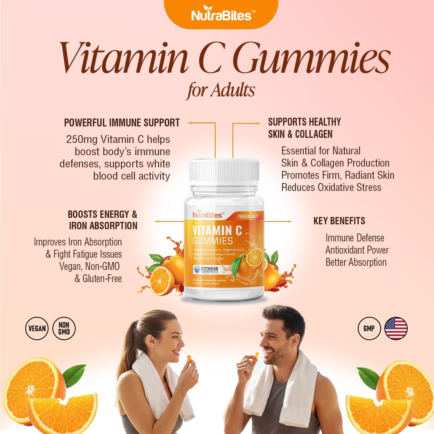 NutraBites Vitamin C Gummies for Adults 60 Count