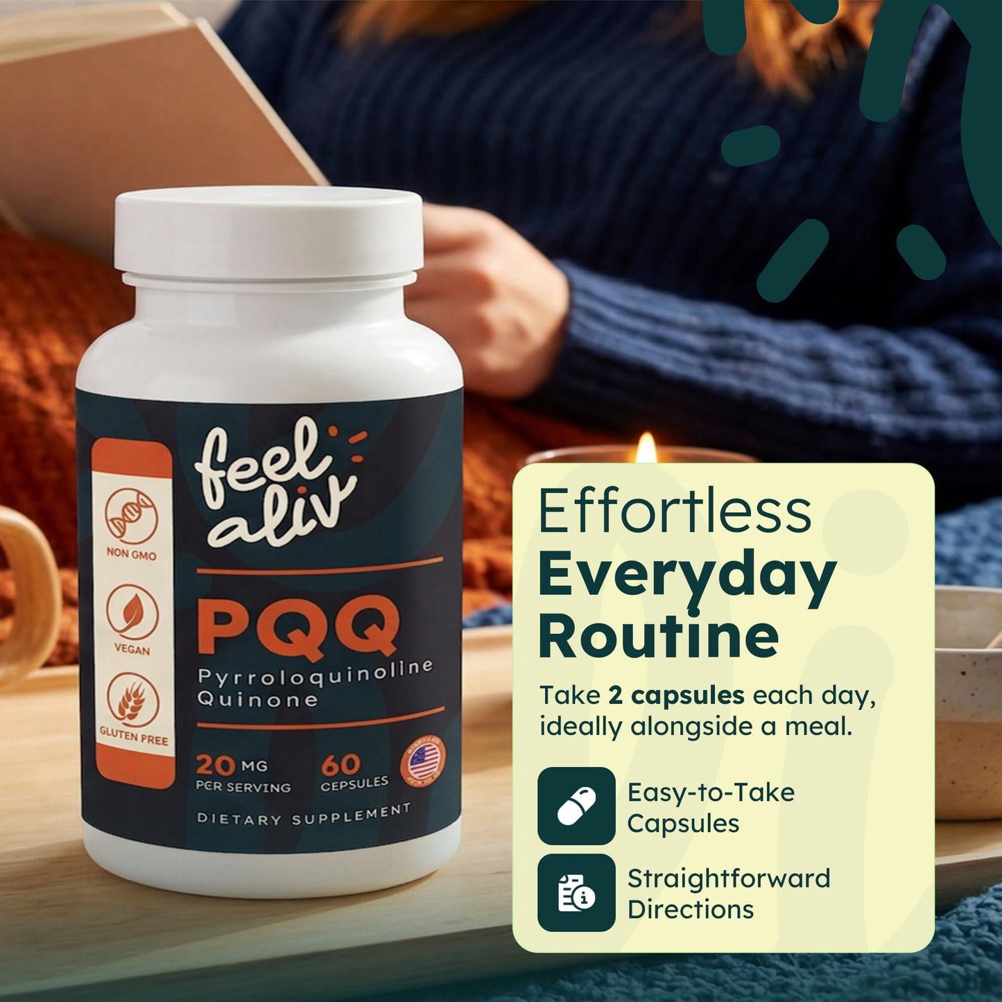 Feelaliv Pyrroloquinoline Quinone PQQ Daily Capsule, 1 Count
