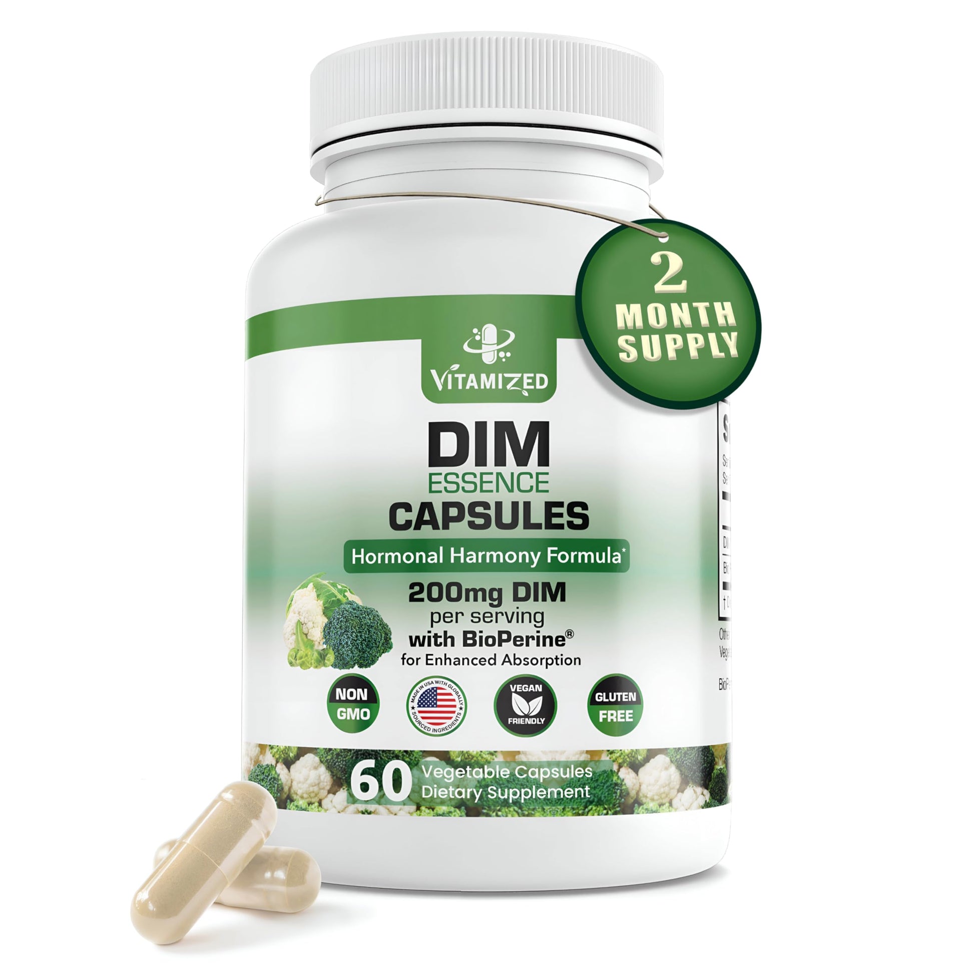 VITAMIZED Dim Estrogen Supplement for Hormone Harmony & Skin Health Capsule, 60 Count