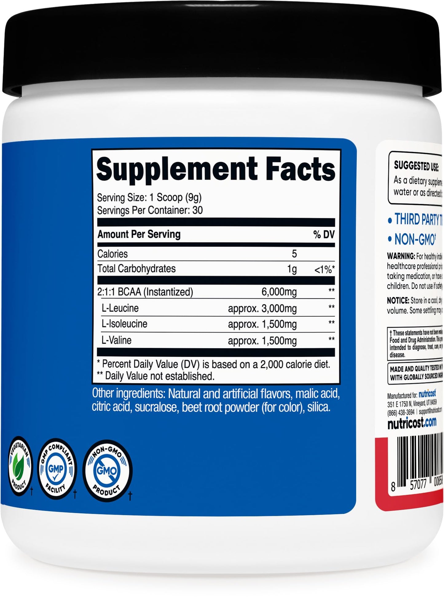 Nutricost BCAA Powder 9.5 Ounce