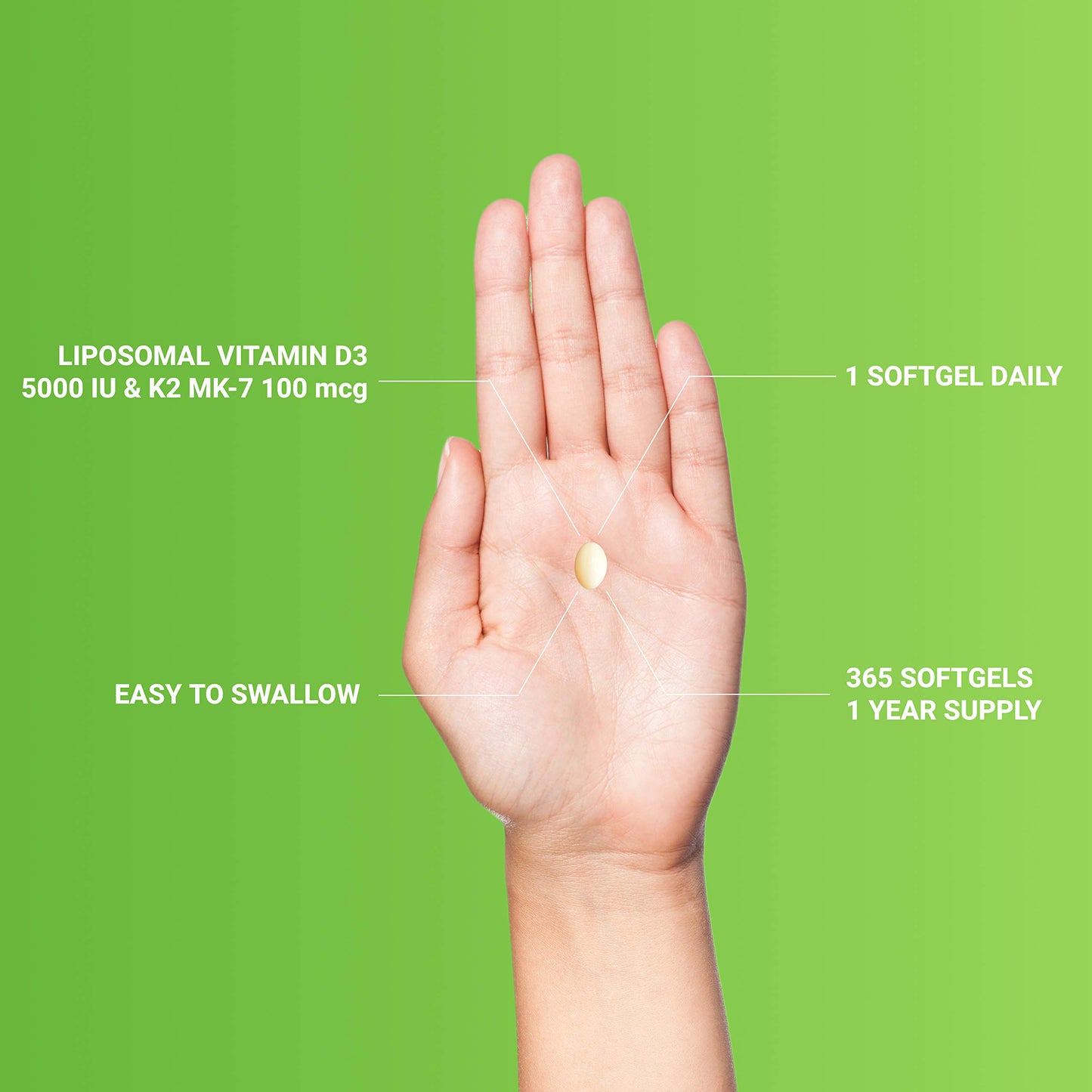 UpNourish Liposomal D3 K2 MK-7 Softgel, 365 Count