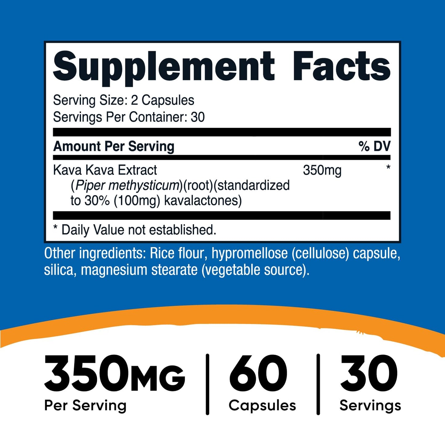 Nutricost Kava Kava 350 mg Per Serving Capsules 60 Count