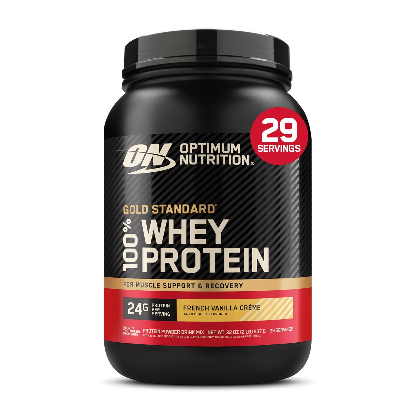 Optimum Nutrition Gold Standard 100% Whey Protein Powder, French Vanilla Creme, 32 oz