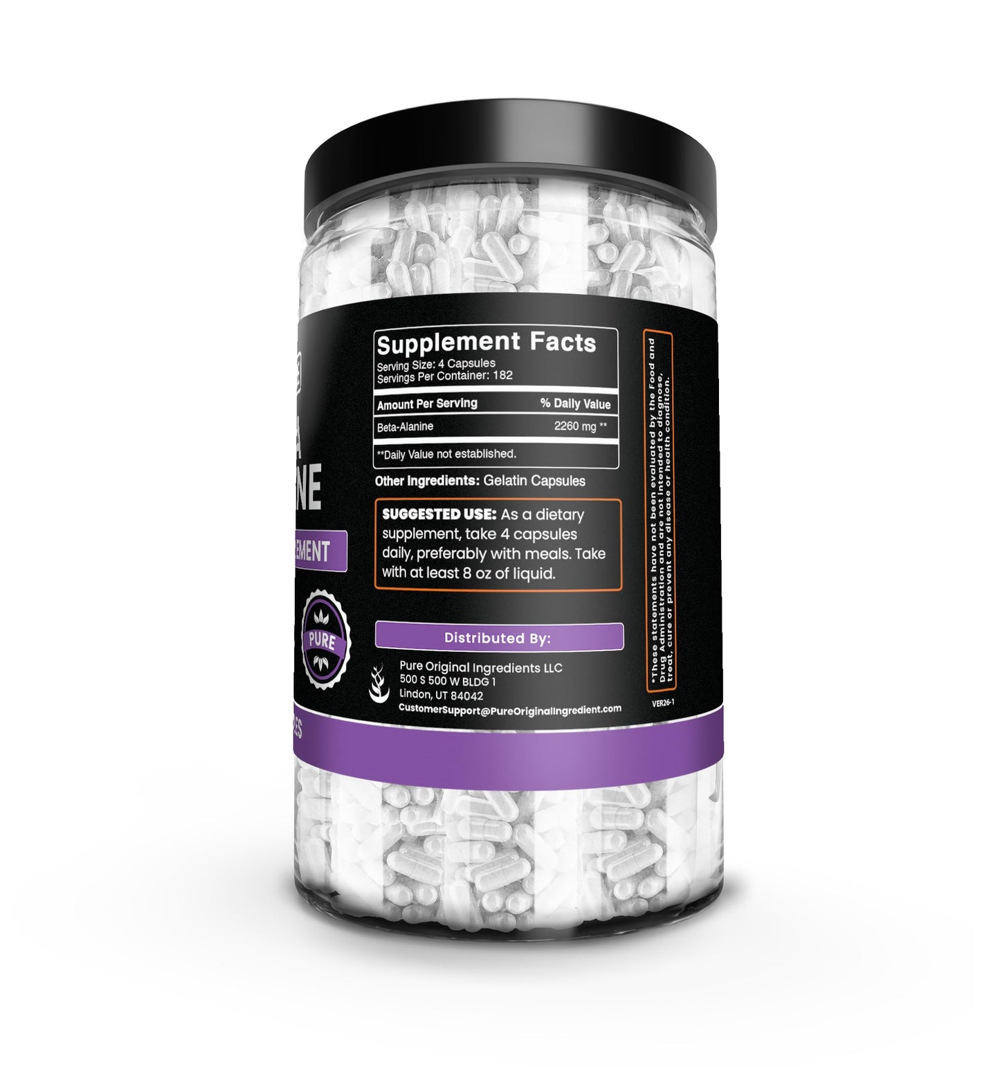 Pure Original Ingredients Beta Alanine Capsules 365