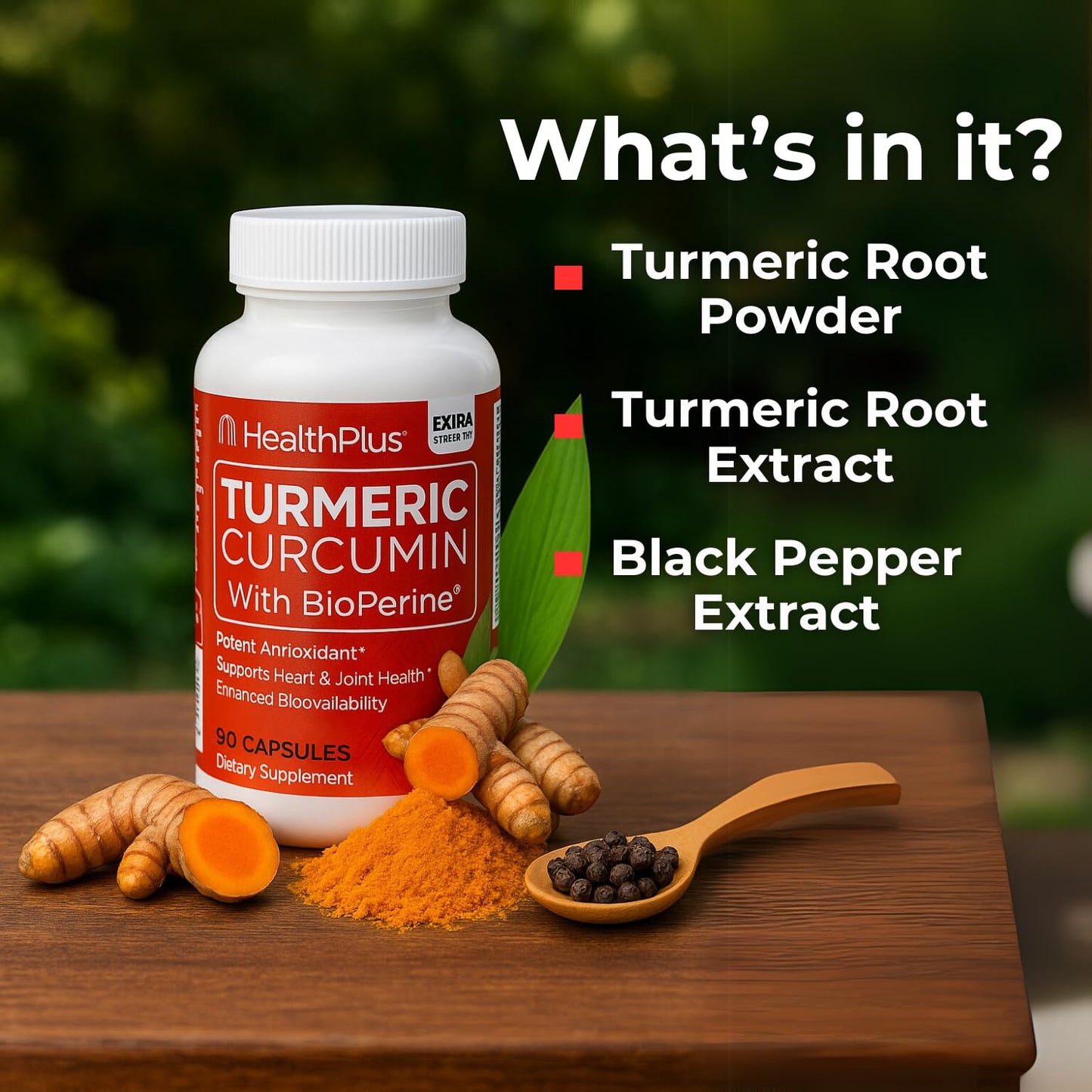 Health Plus Turmeric Curcumin 90 Capsules