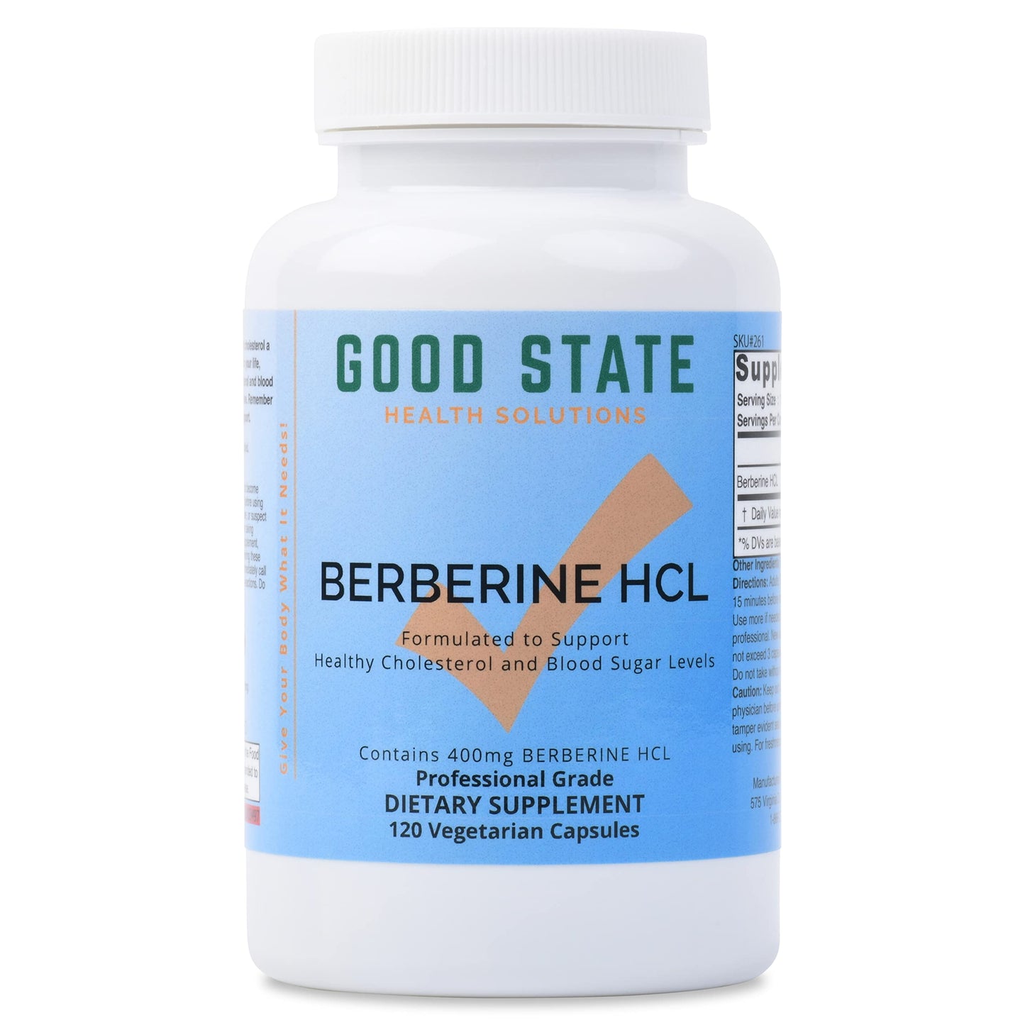 Good State Berberine HCL 400mg Capsules, 120 Count