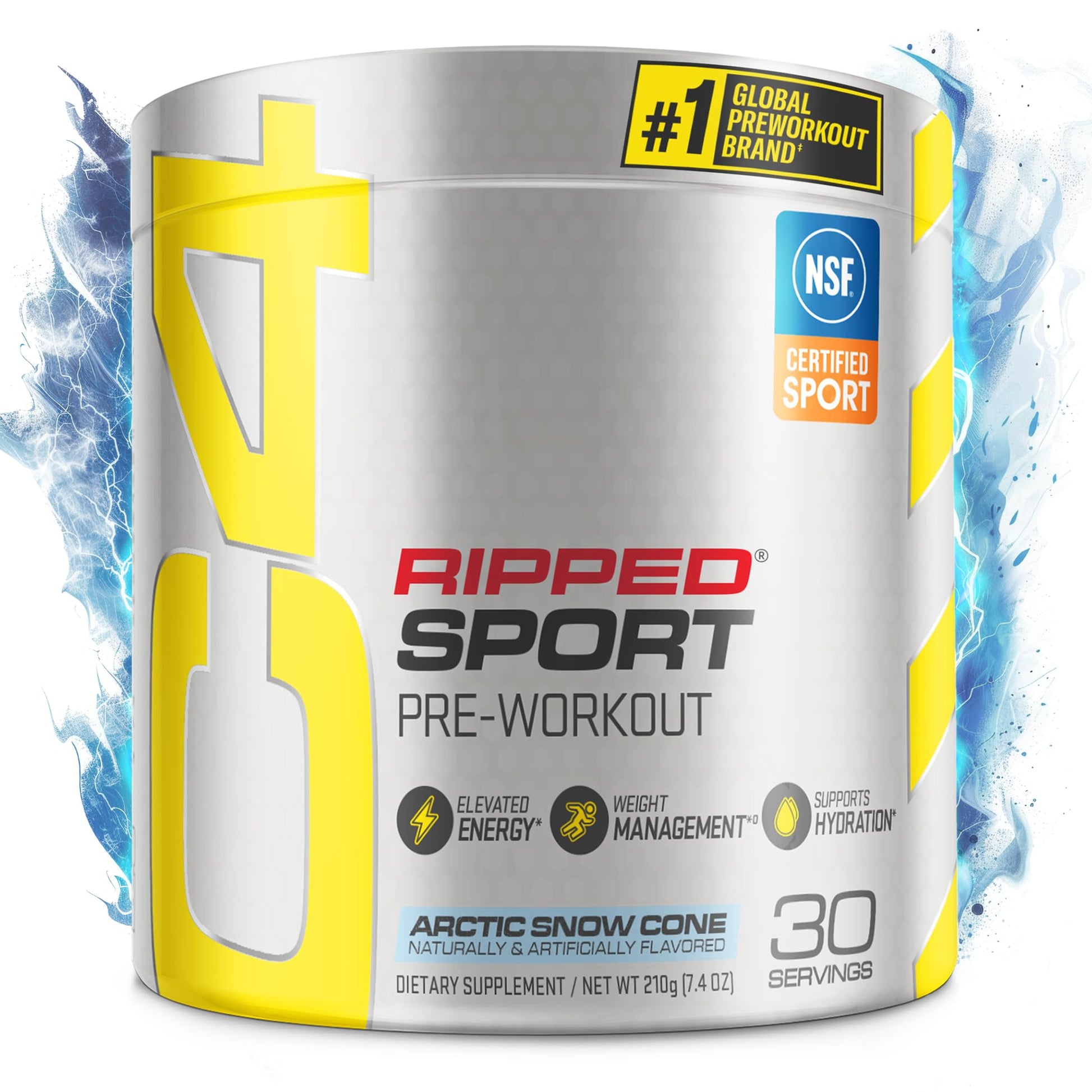 C4 Ripped Sport Pre Workout Powder Arctic Snow Cone, 7.4 oz, 30 Servings